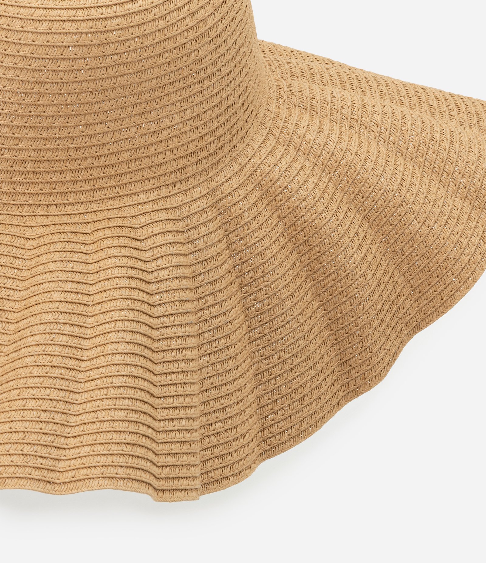 Chapéu de Palha com Aba Grande Ondulada Bege 4