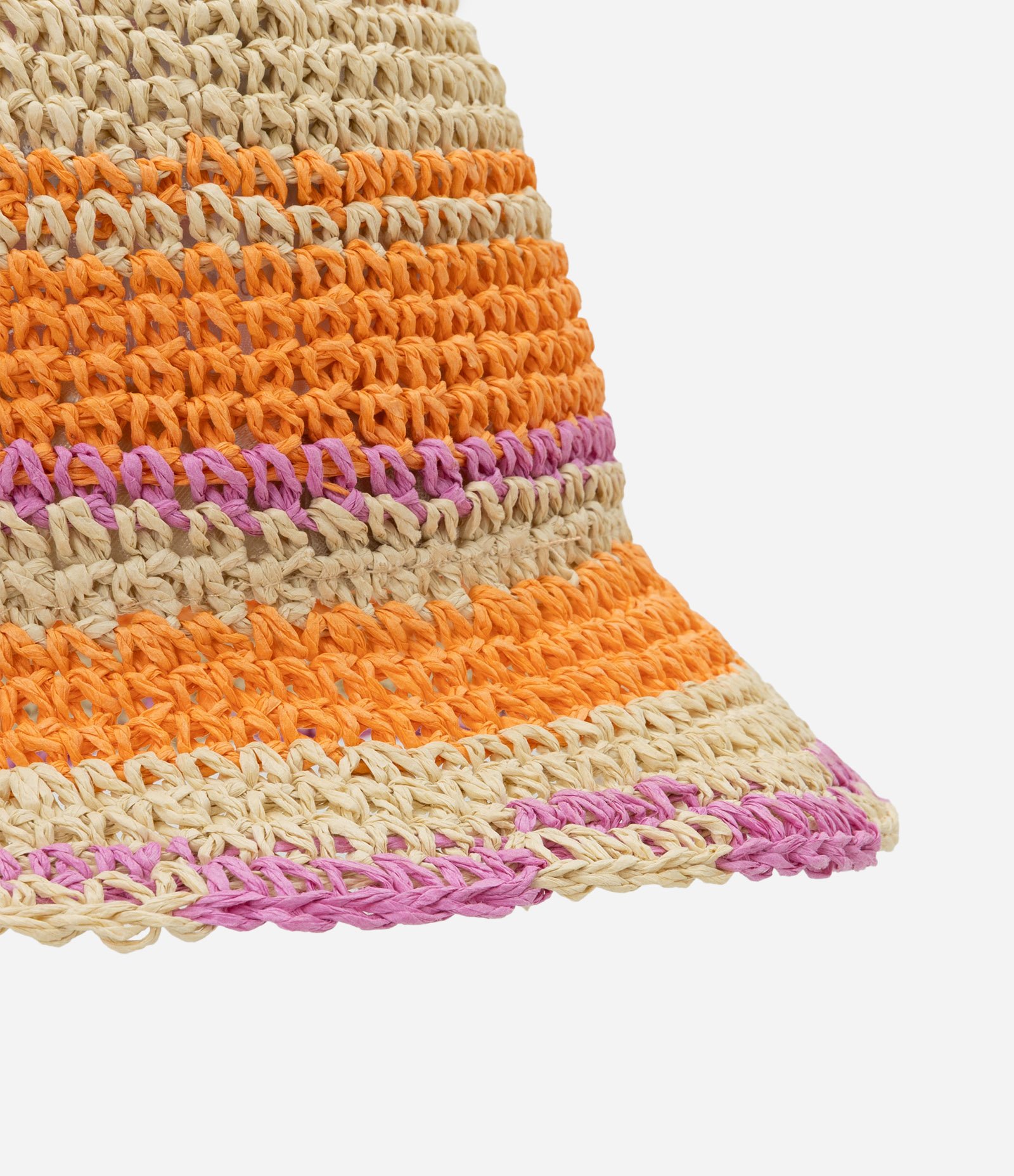 Chapéu Bucket de Palha com Listras Coloridas Multicores 2