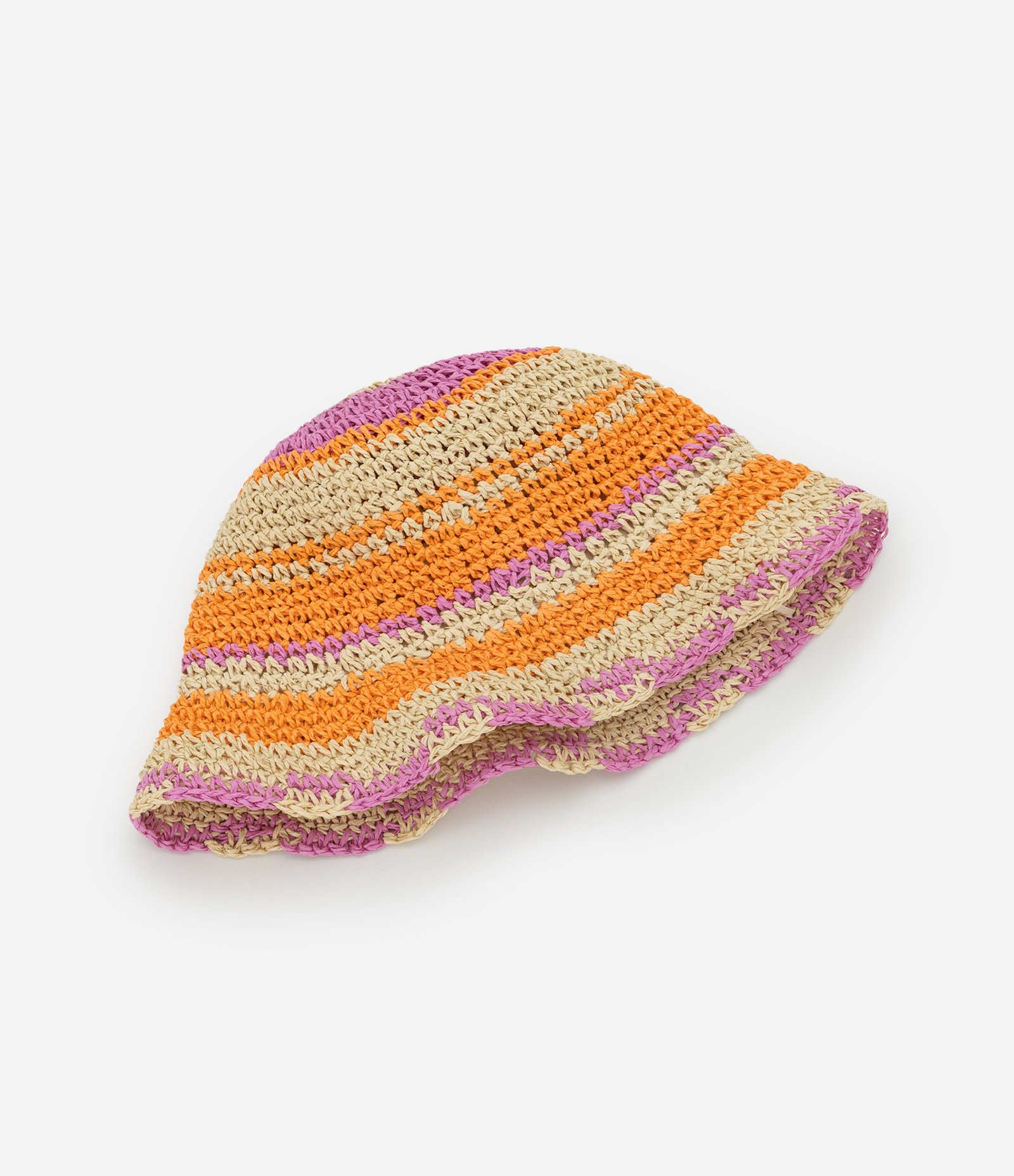 Chapéu Bucket de Palha com Listras Coloridas Multicores 3