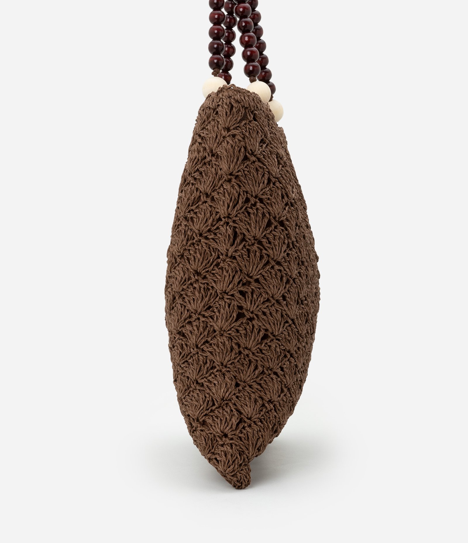 Bolsa de Praia em Palha com Bolinhas de Madeira nas Alças Marrom 3