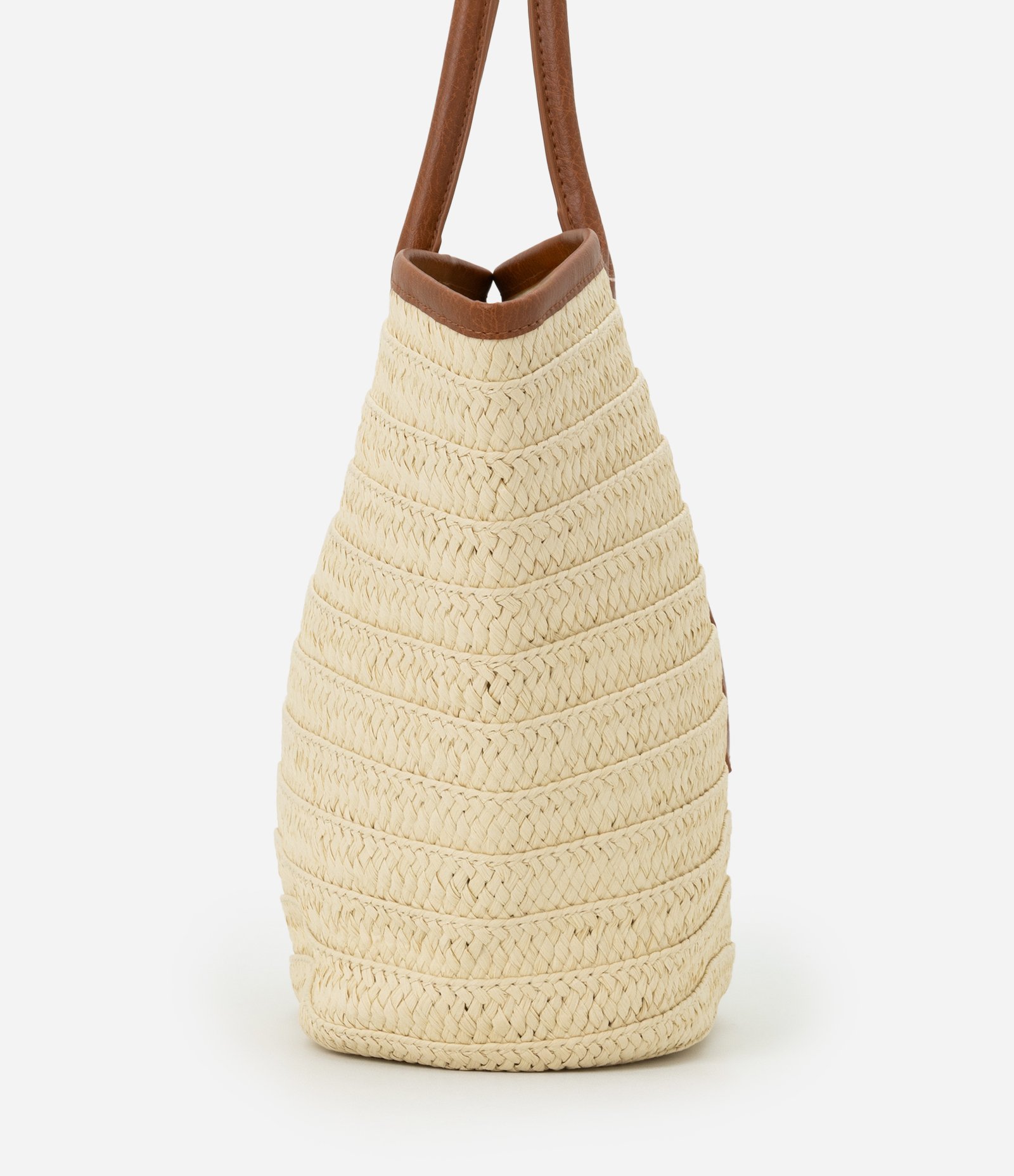 Bolsa de Praia em Palha com Alça e Detalhes em PU Bege 2