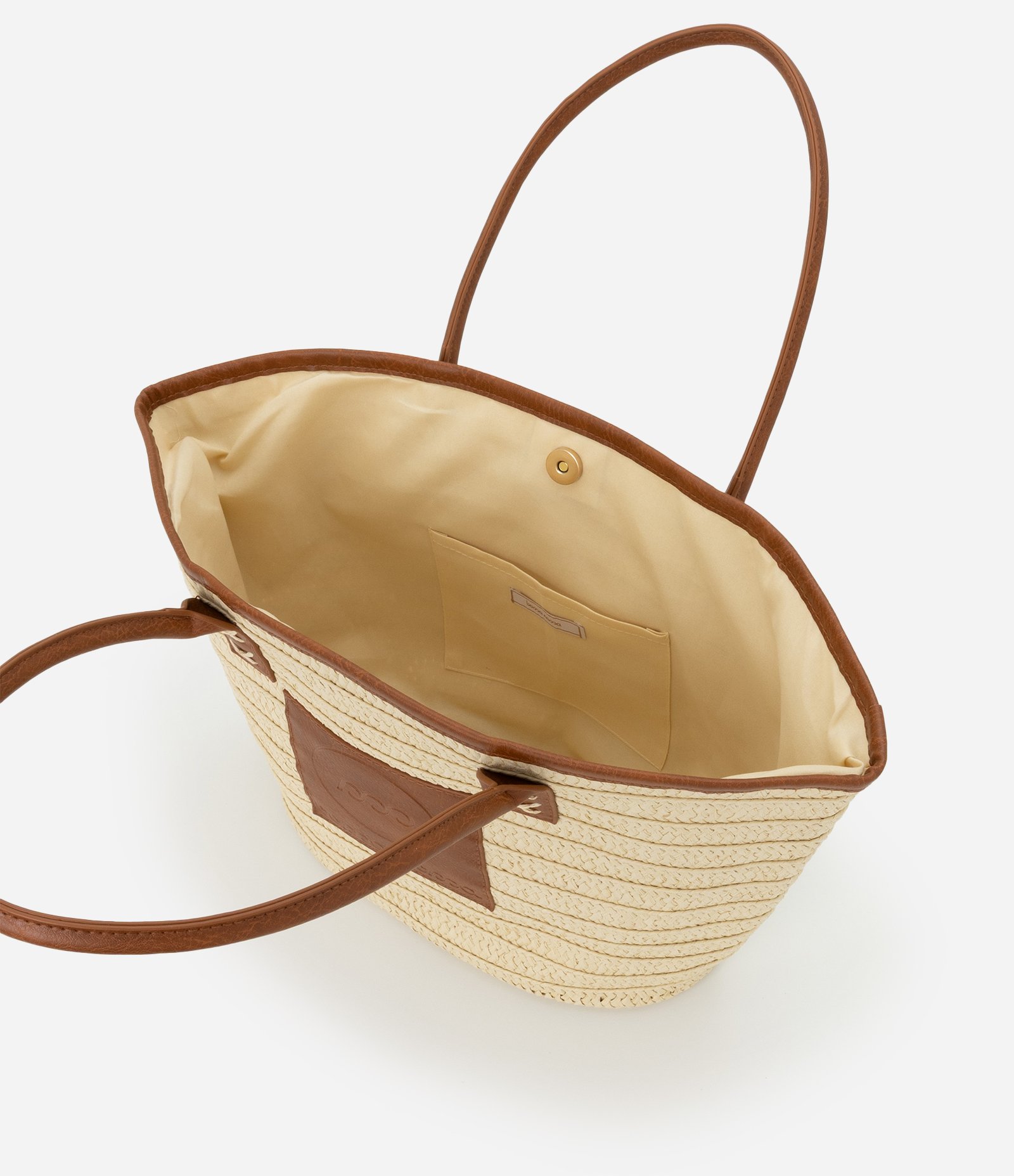 Bolsa de Praia em Palha com Alça e Detalhes em PU Bege 4