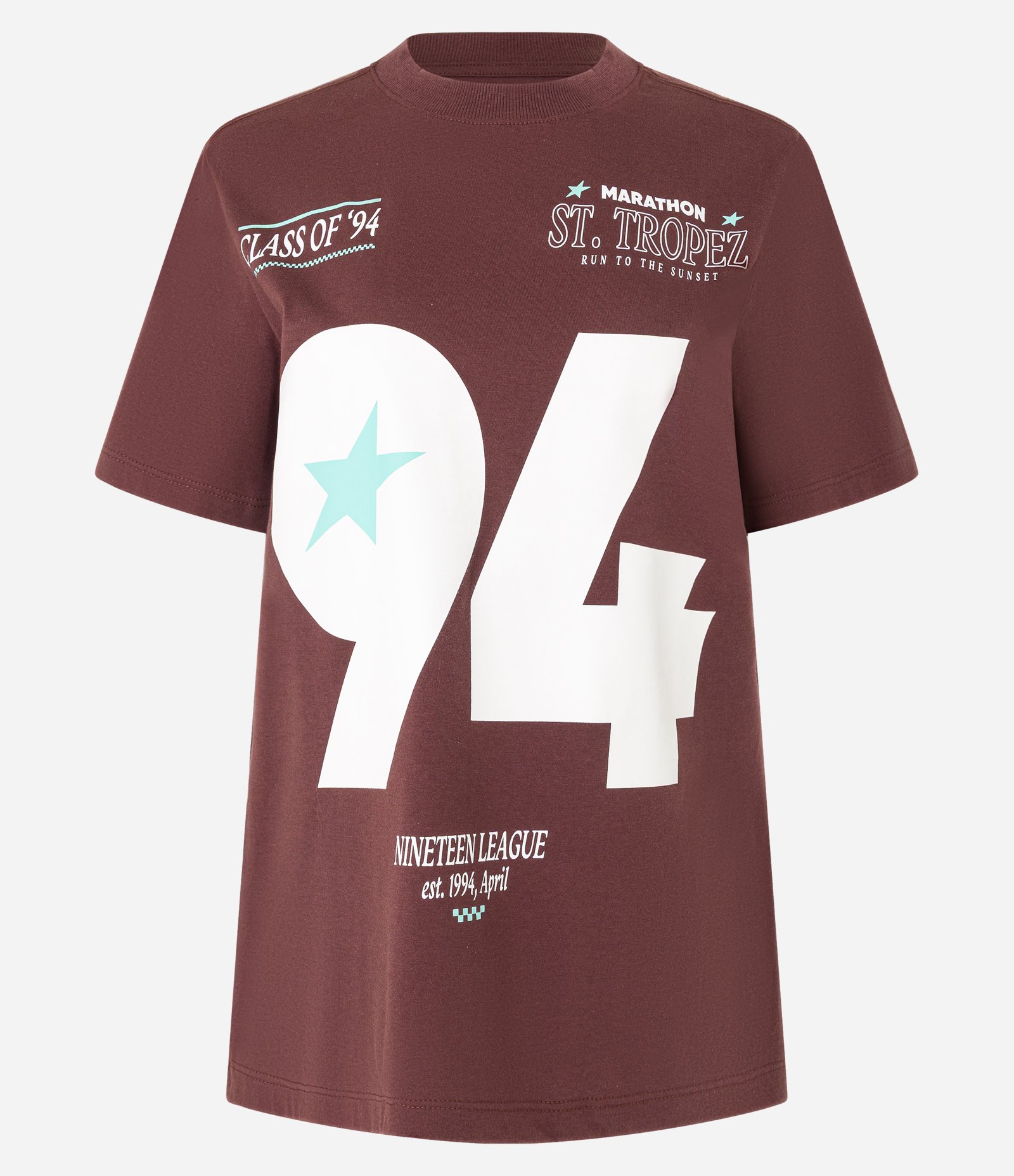 Camiseta Alongada em Algodão com Estampa 94 Marrom 5