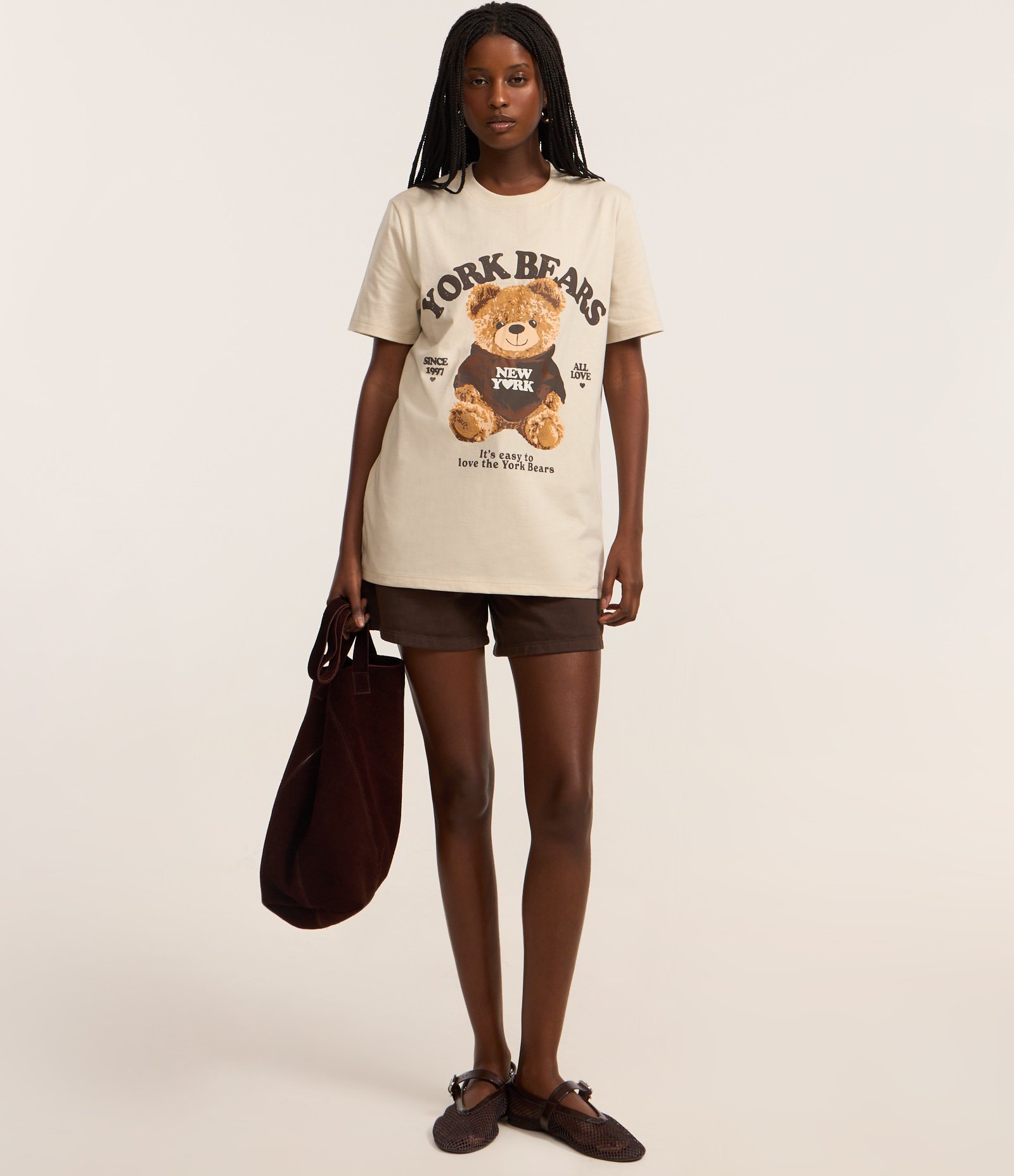 Camiseta em Algodão com Estampa Ursinho York Bears Bege 2