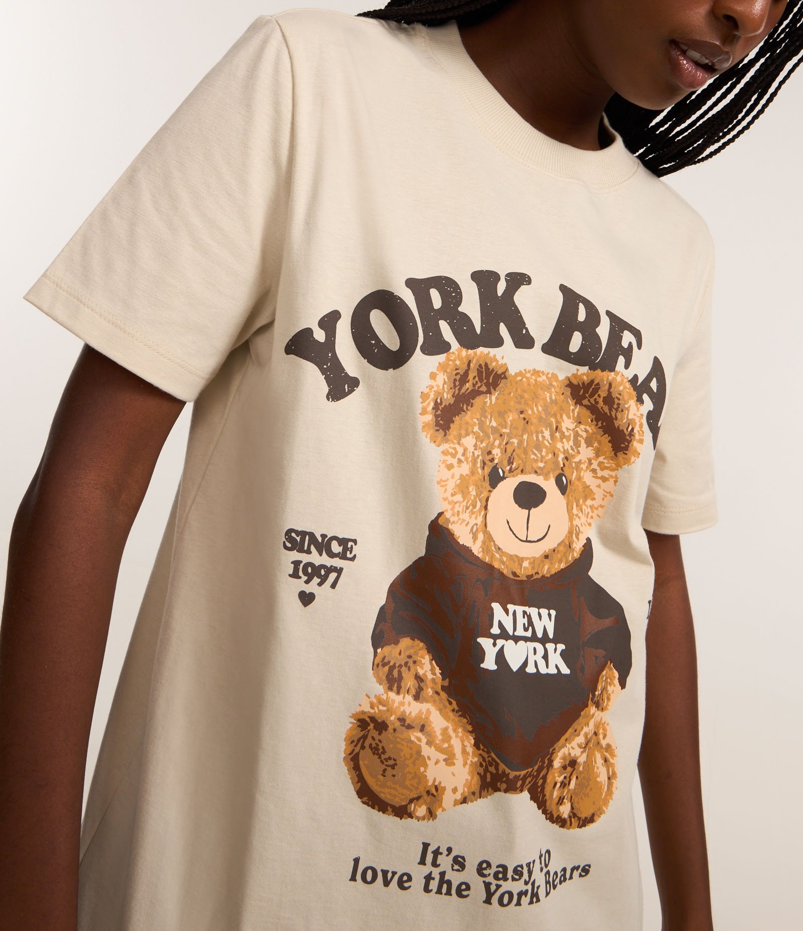Camiseta em Algodão com Estampa Ursinho York Bears Bege 3