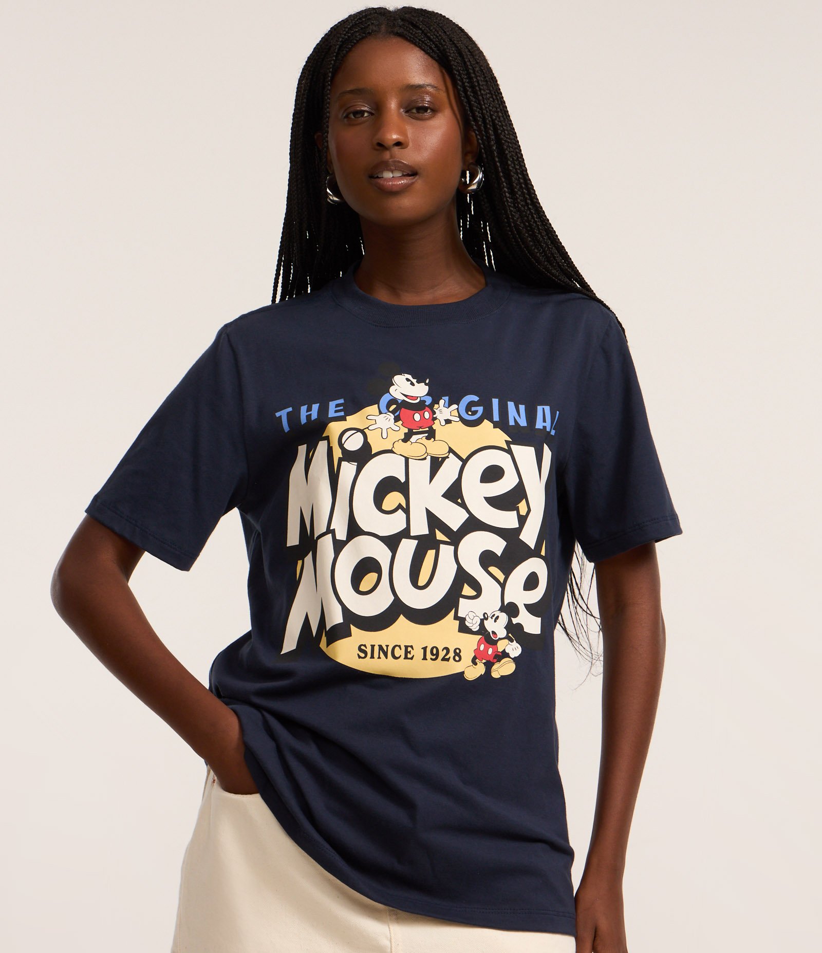 Camiseta Alongada em Algodão com Estampa Mickey Mouse Azul 1