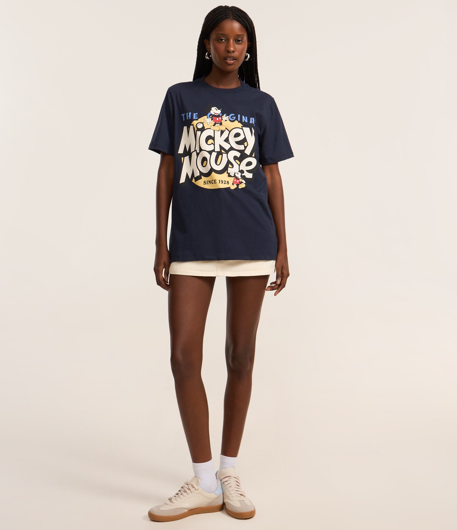 Camiseta Alongada em Algodão com Estampa Mickey Mouse Azul 2