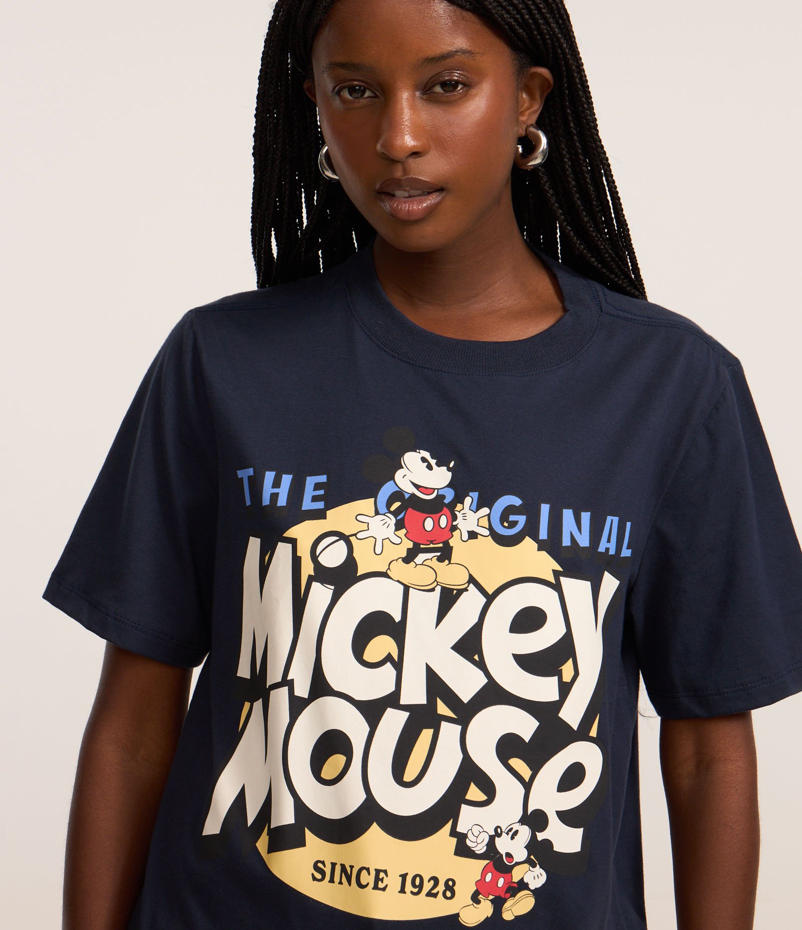 Camiseta Alongada em Algodão com Estampa Mickey Mouse Azul 3