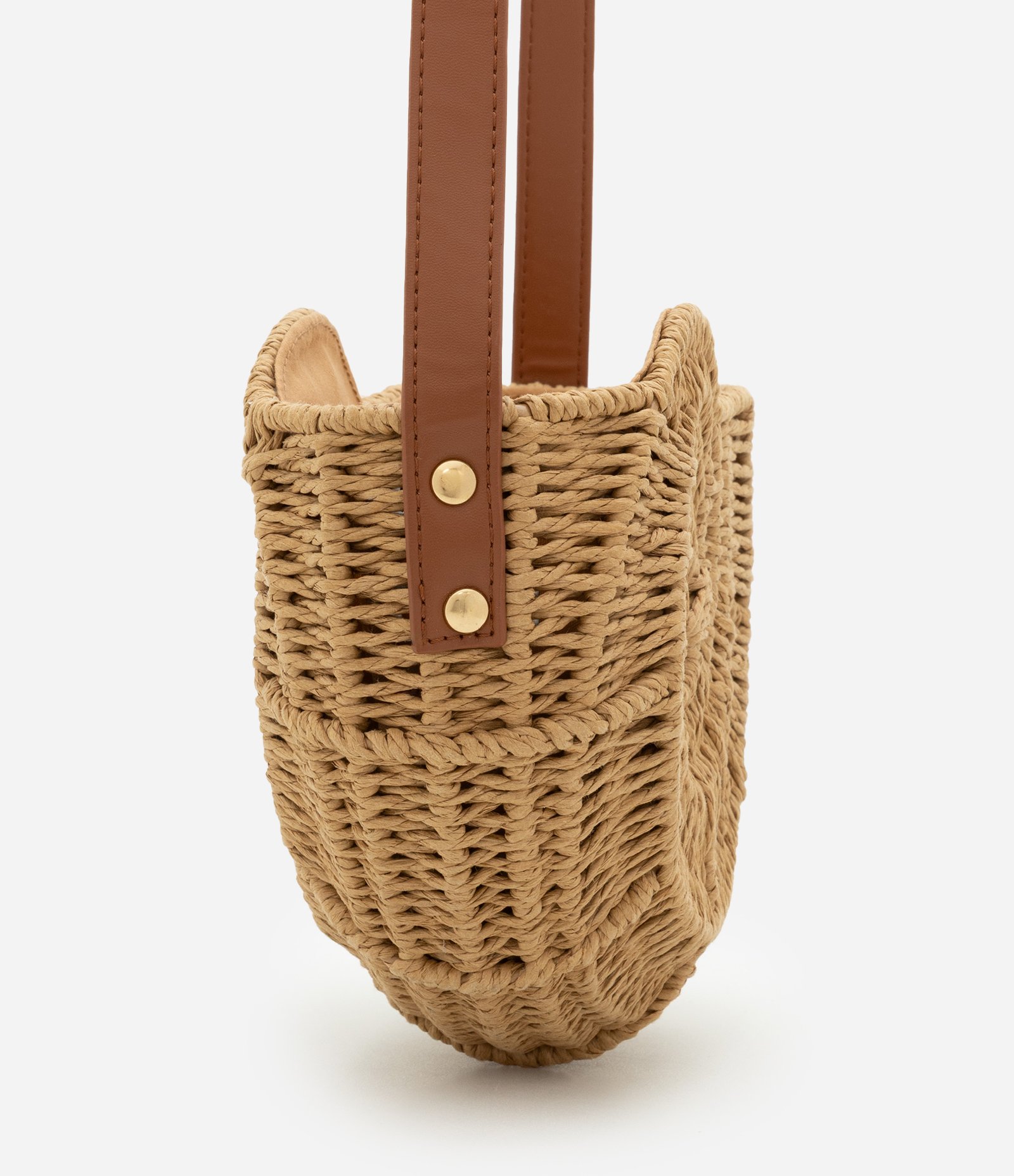 Bolsa em Palha de Praia em Forma de Concha Caracol com Alça de PU Bege 3