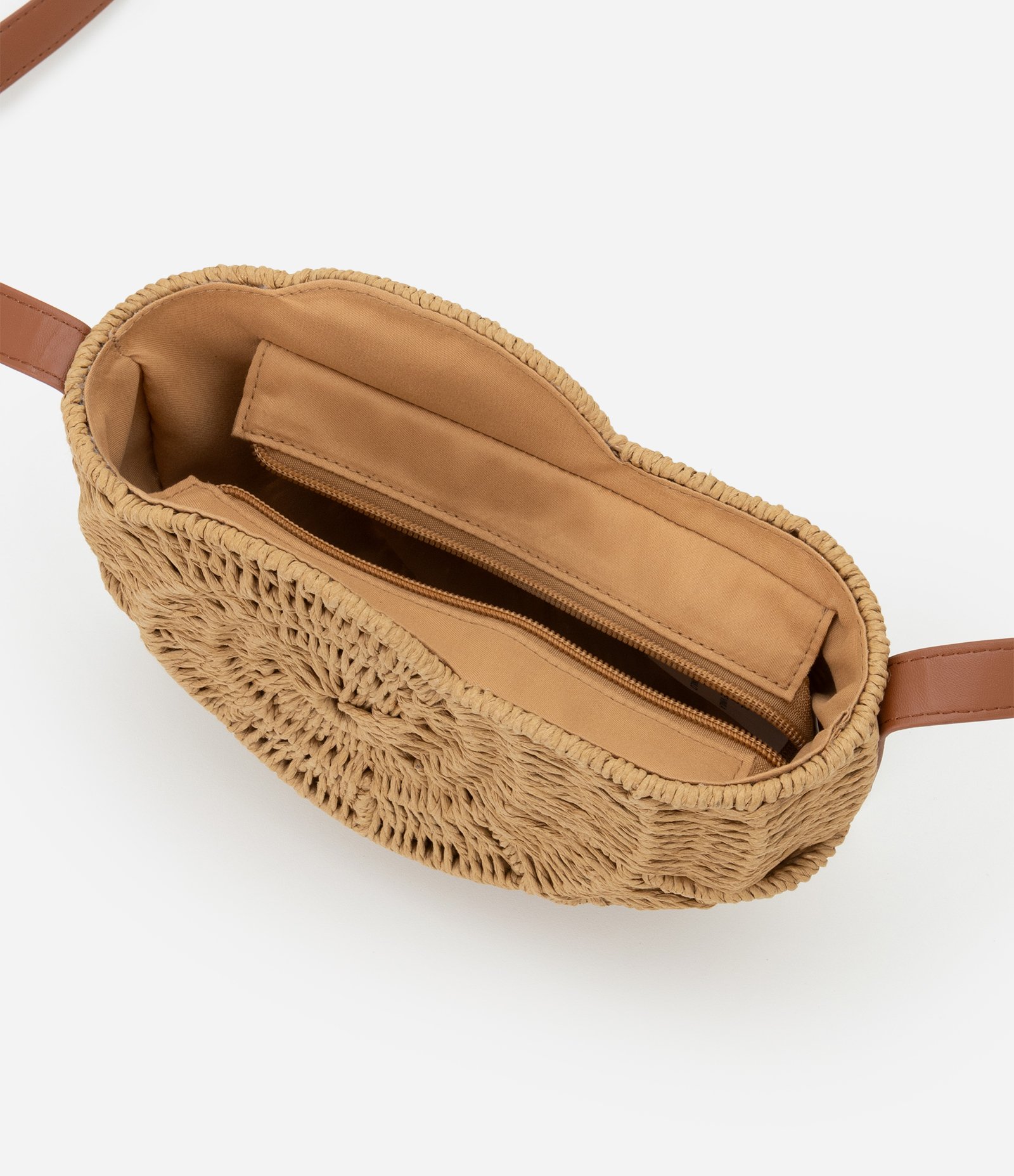 Bolsa em Palha de Praia em Forma de Concha Caracol com Alça de PU Bege 5