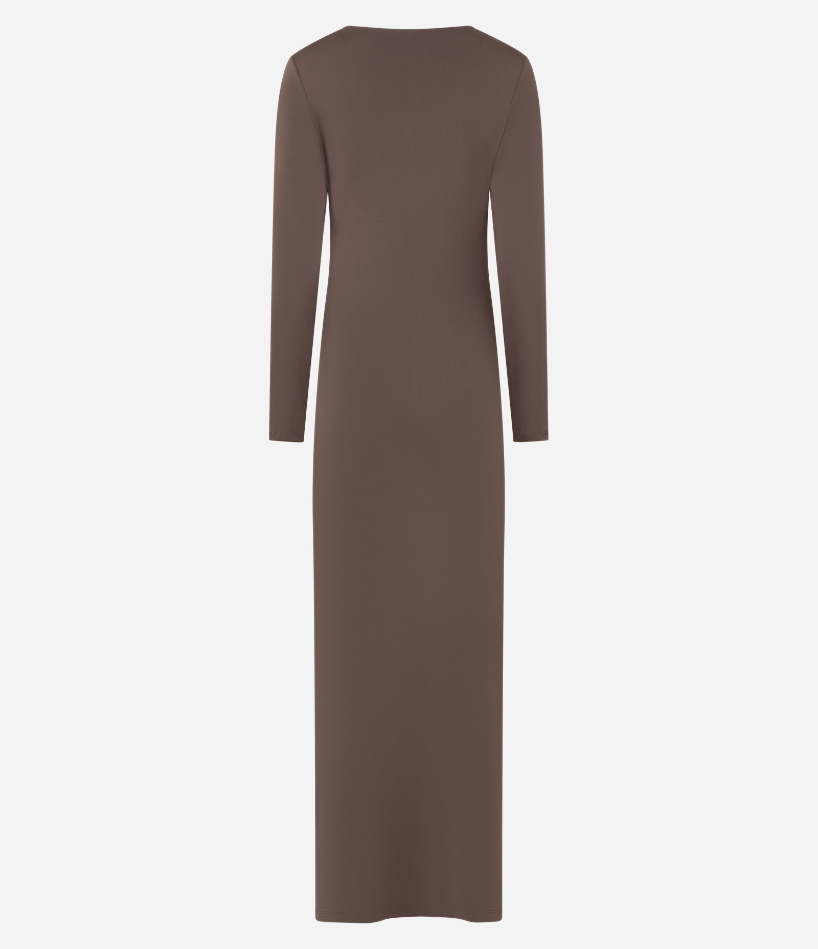 Vestido Longo em Microfibra com Torcido no Busto Marrom 7