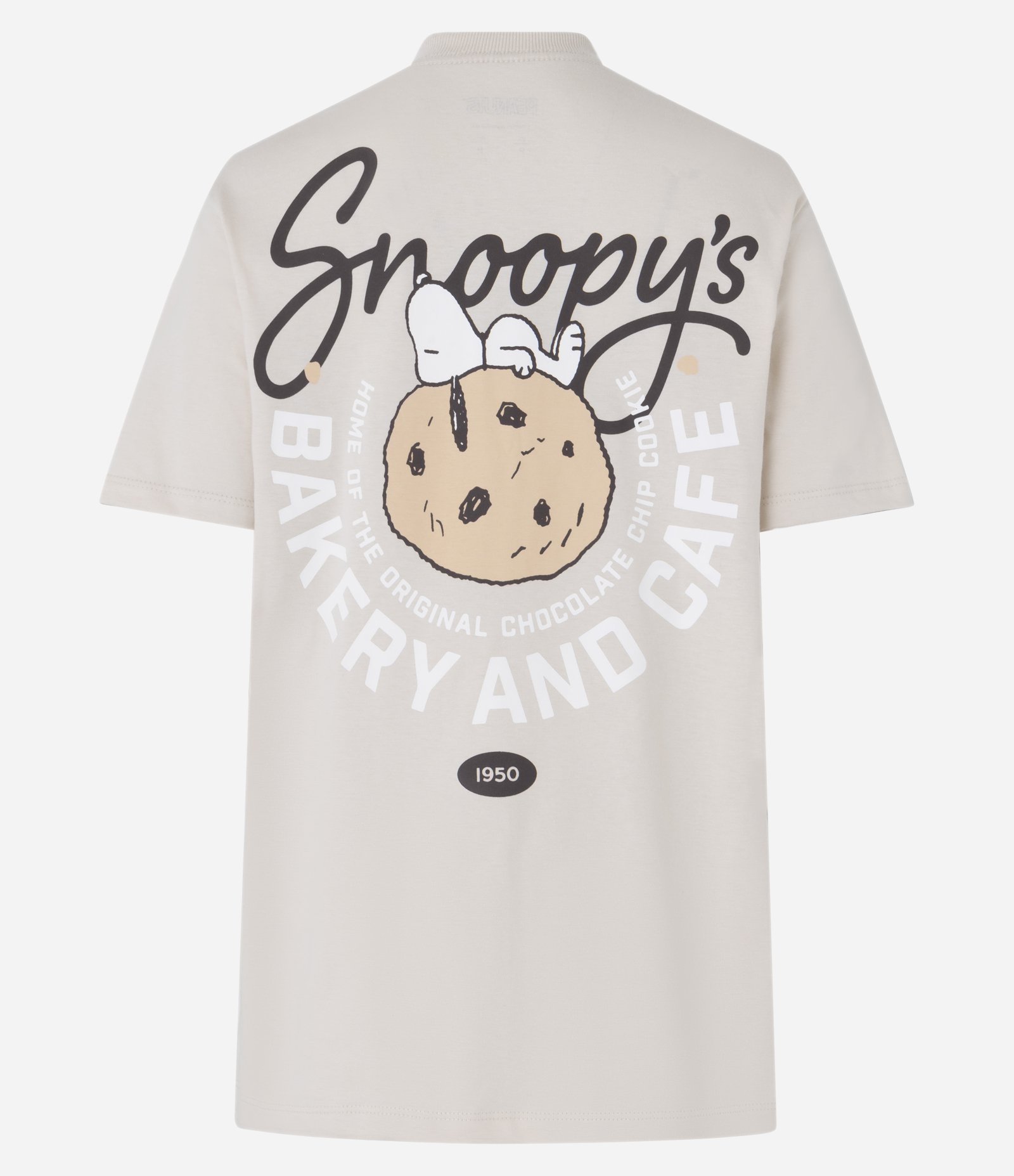 Camiseta Alongada em Algodão com Estampa Snoopy Bakery Bege 6