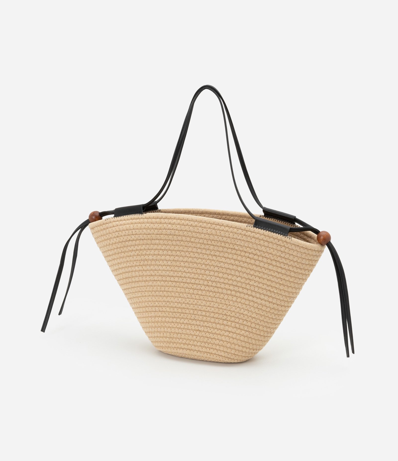 Bolsa de Praia em Corda de Algodão e Alças de PU Bege 5