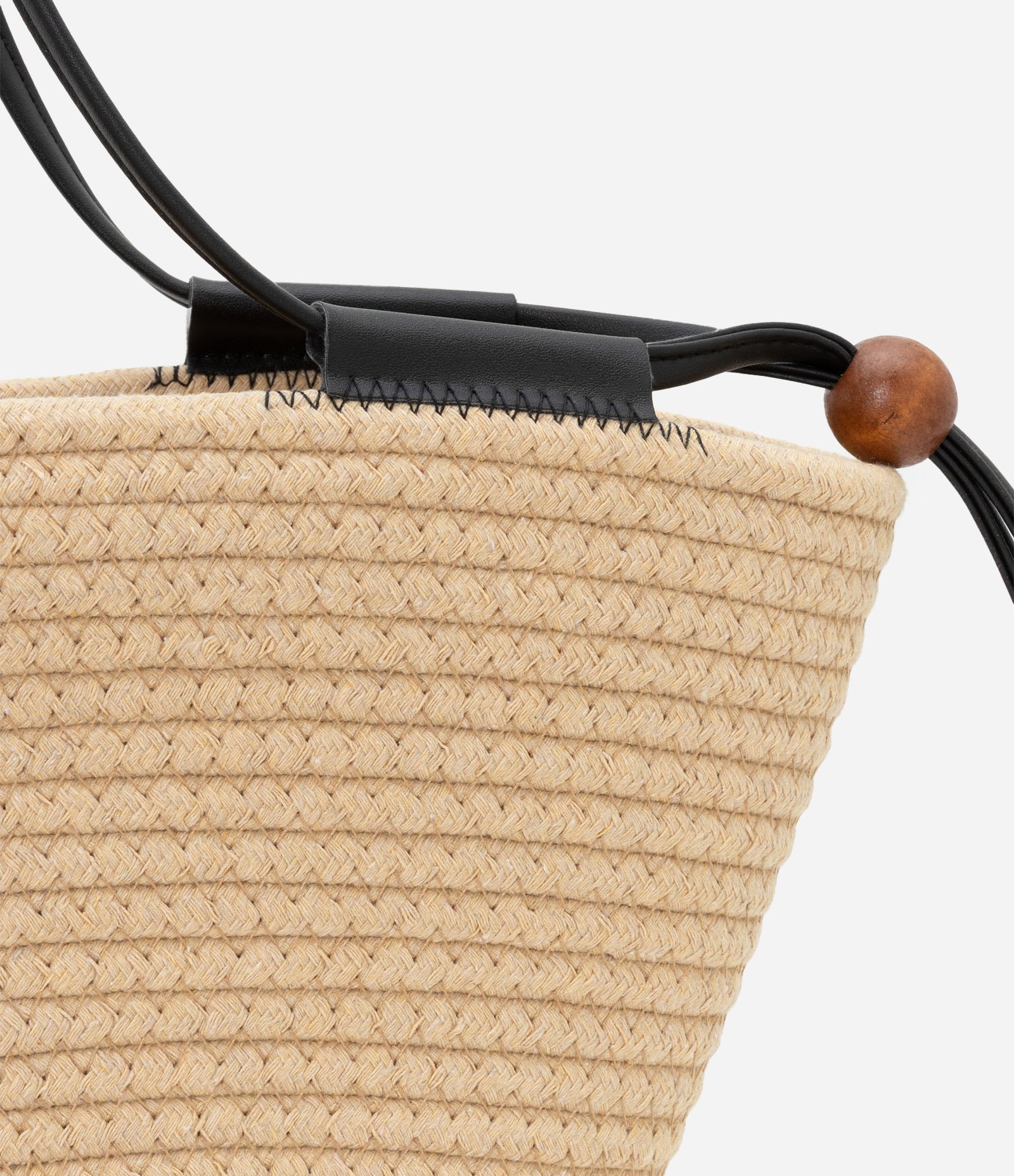 Bolsa de Praia em Corda de Algodão e Alças de PU Bege 6