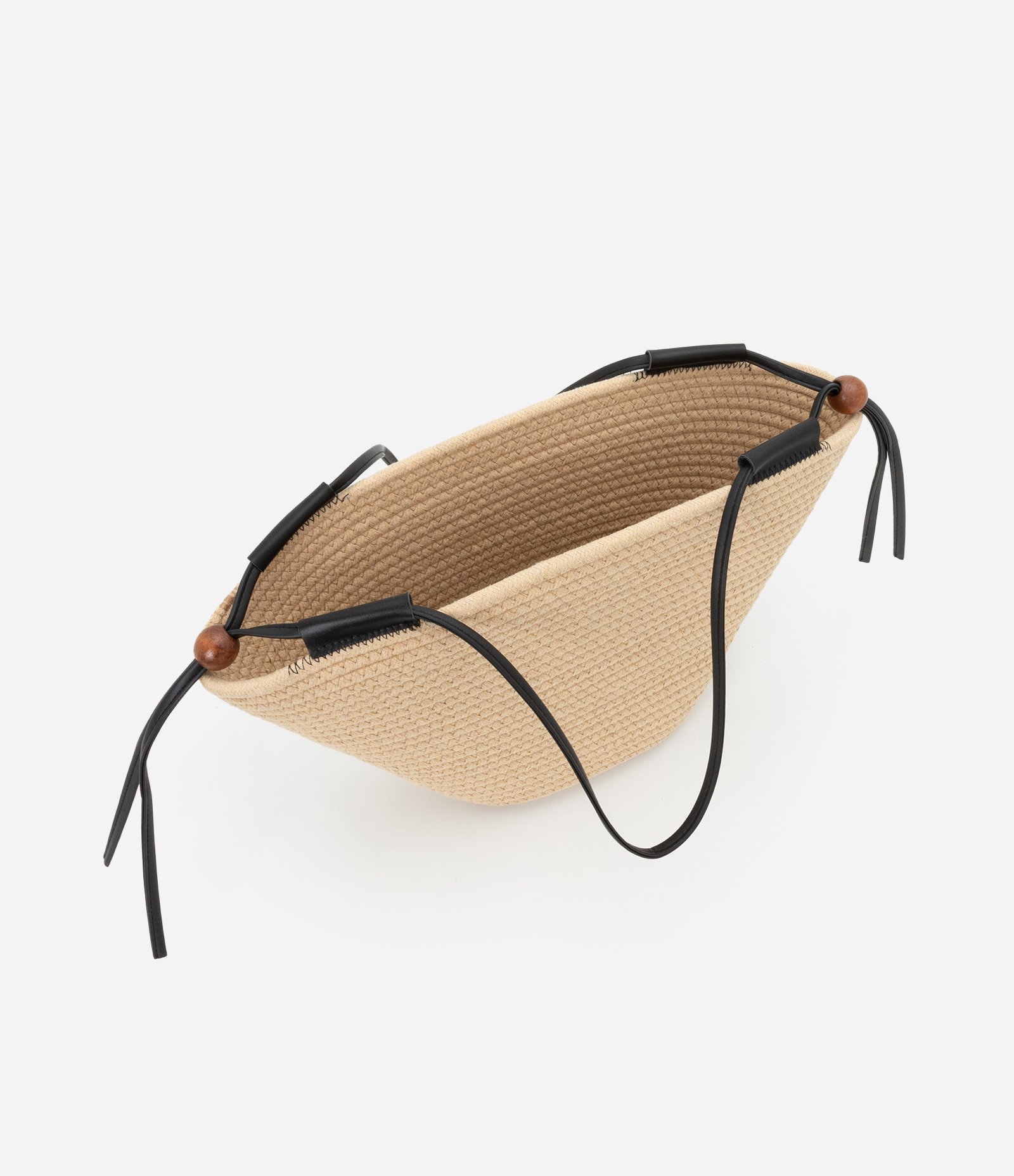 Bolsa de Praia em Corda de Algodão e Alças de PU Bege 7