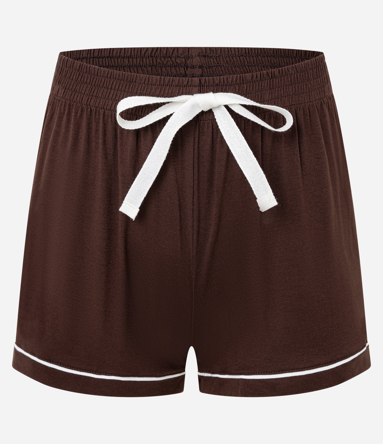 Pijama Short Doll Americano em Viscolycra com Vieses Contrastantes Marrom 6