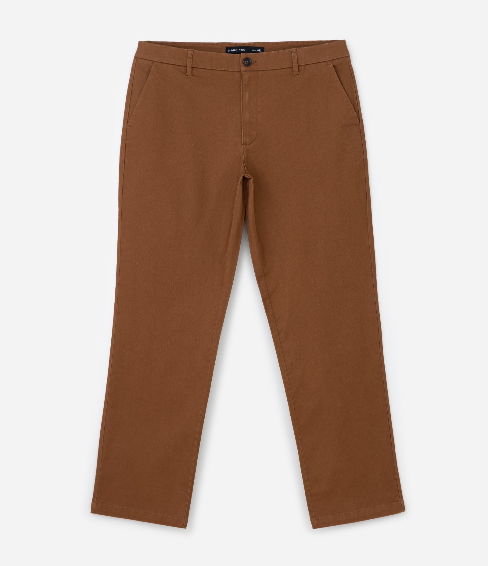 Calça Reta em Sarja Peletizada Marrom 6