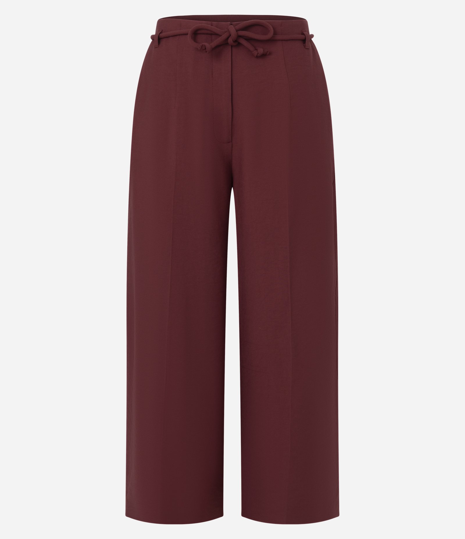 Calça Pantacourt com Corte Alfaiatado e Amarração Bordô 1