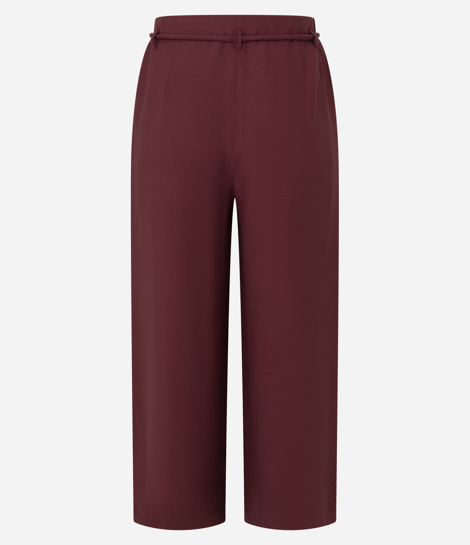 Calça Pantacourt com Corte Alfaiatado e Amarração Bordô 2