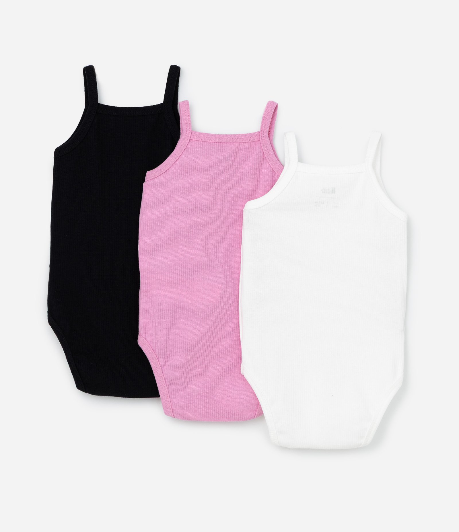 Kit 03 Bodies Infantis em Ribana com Lacinho - Tam 0 a 18 meses Branco/Rosa/Preto 2