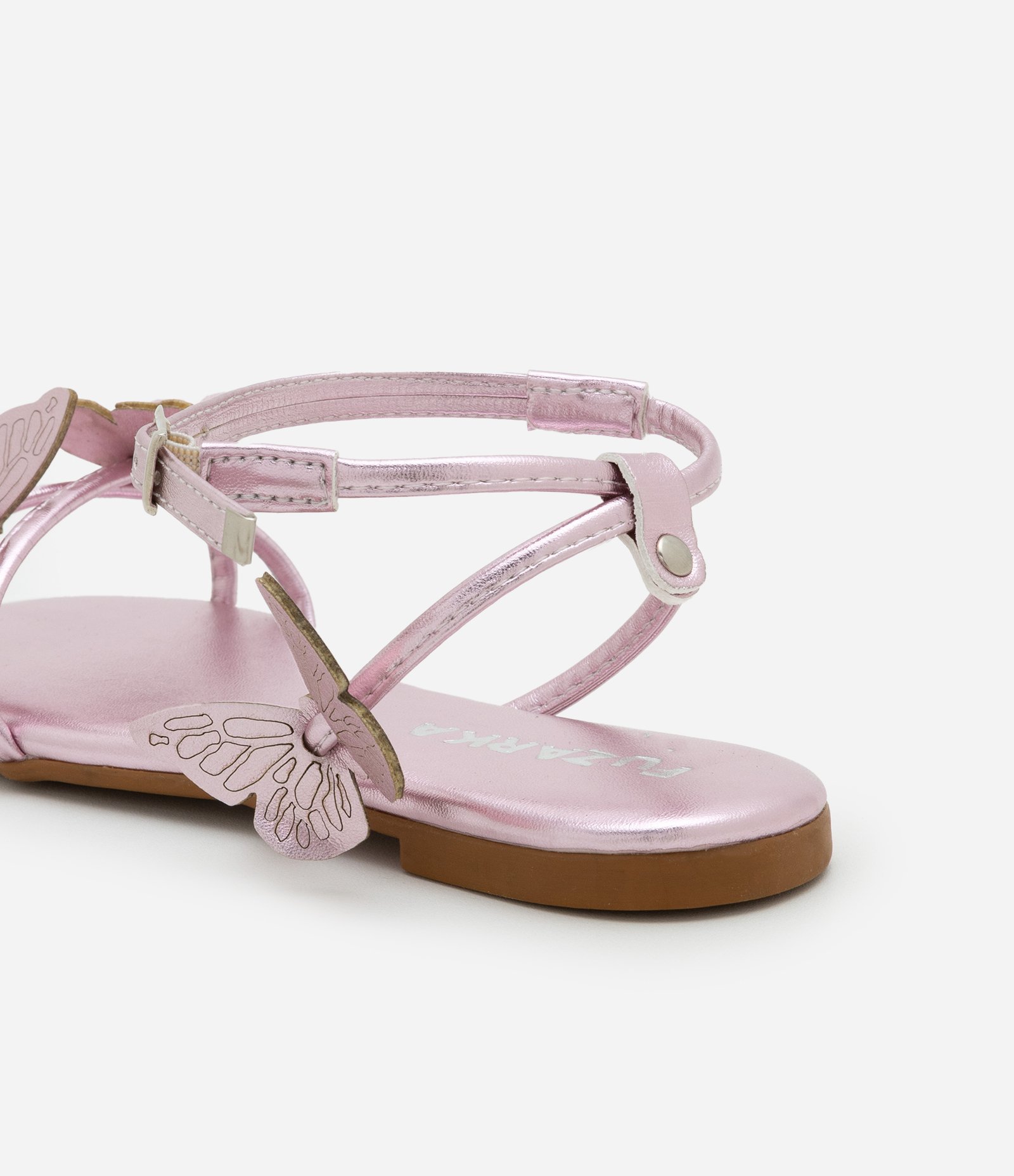 Sandália Infantil com Tiras Finas e Borboletas Aplicadas - Tam 28 ao 33 Rosa 2