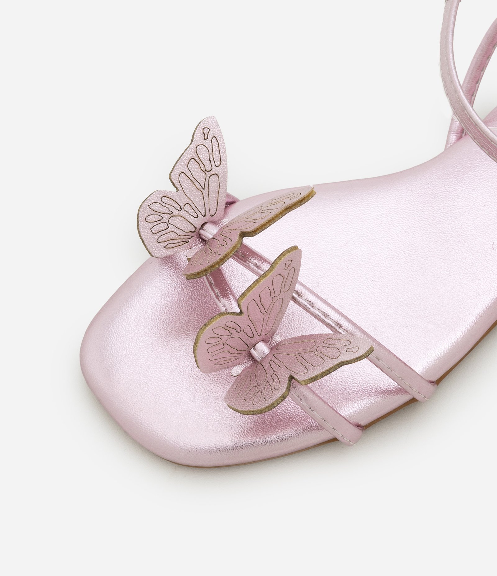 Sandália Infantil com Tiras Finas e Borboletas Aplicadas - Tam 28 ao 33 Rosa 4