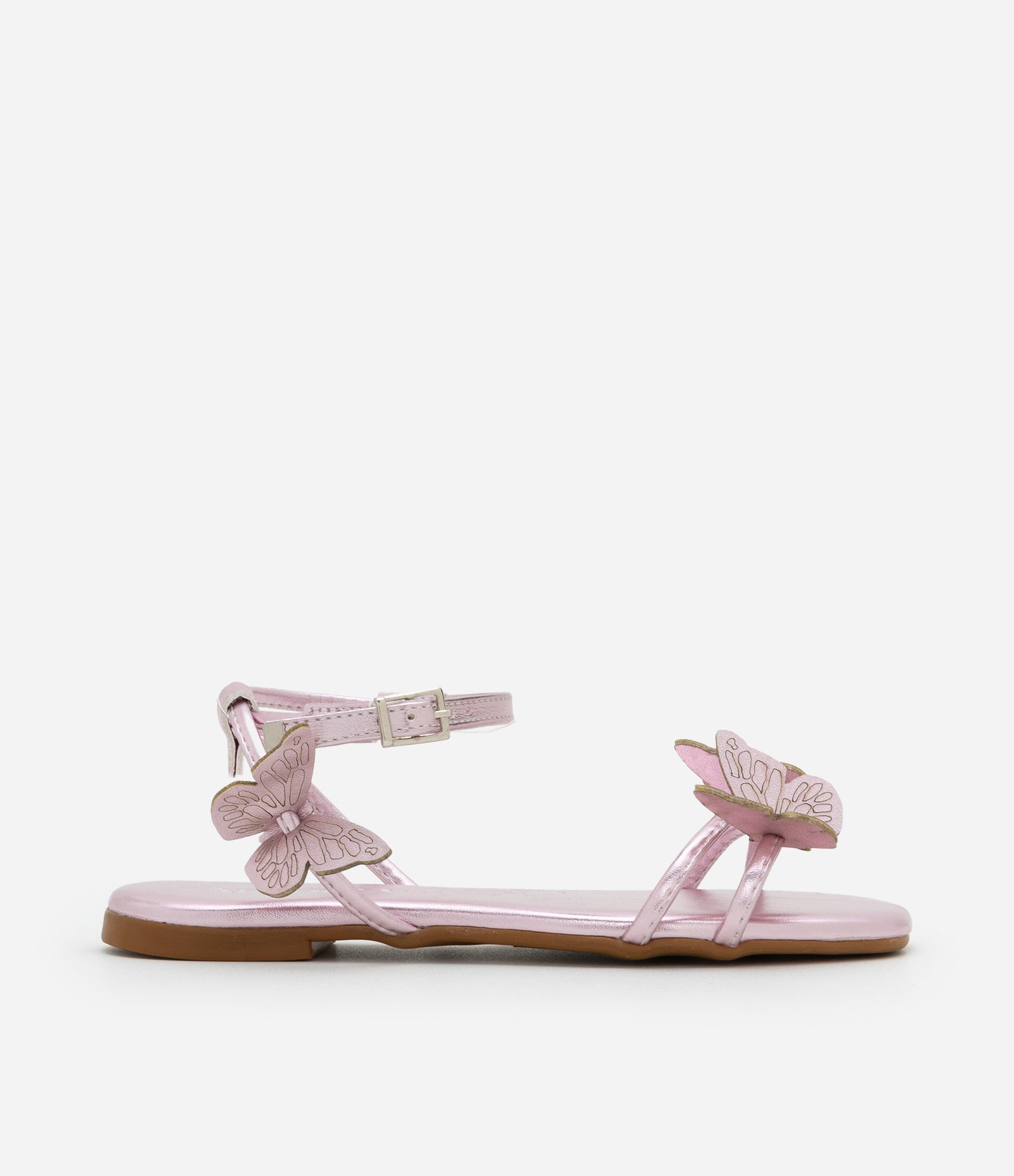 Sandália Infantil com Tiras Finas e Borboletas Aplicadas - Tam 28 ao 33 Rosa 5