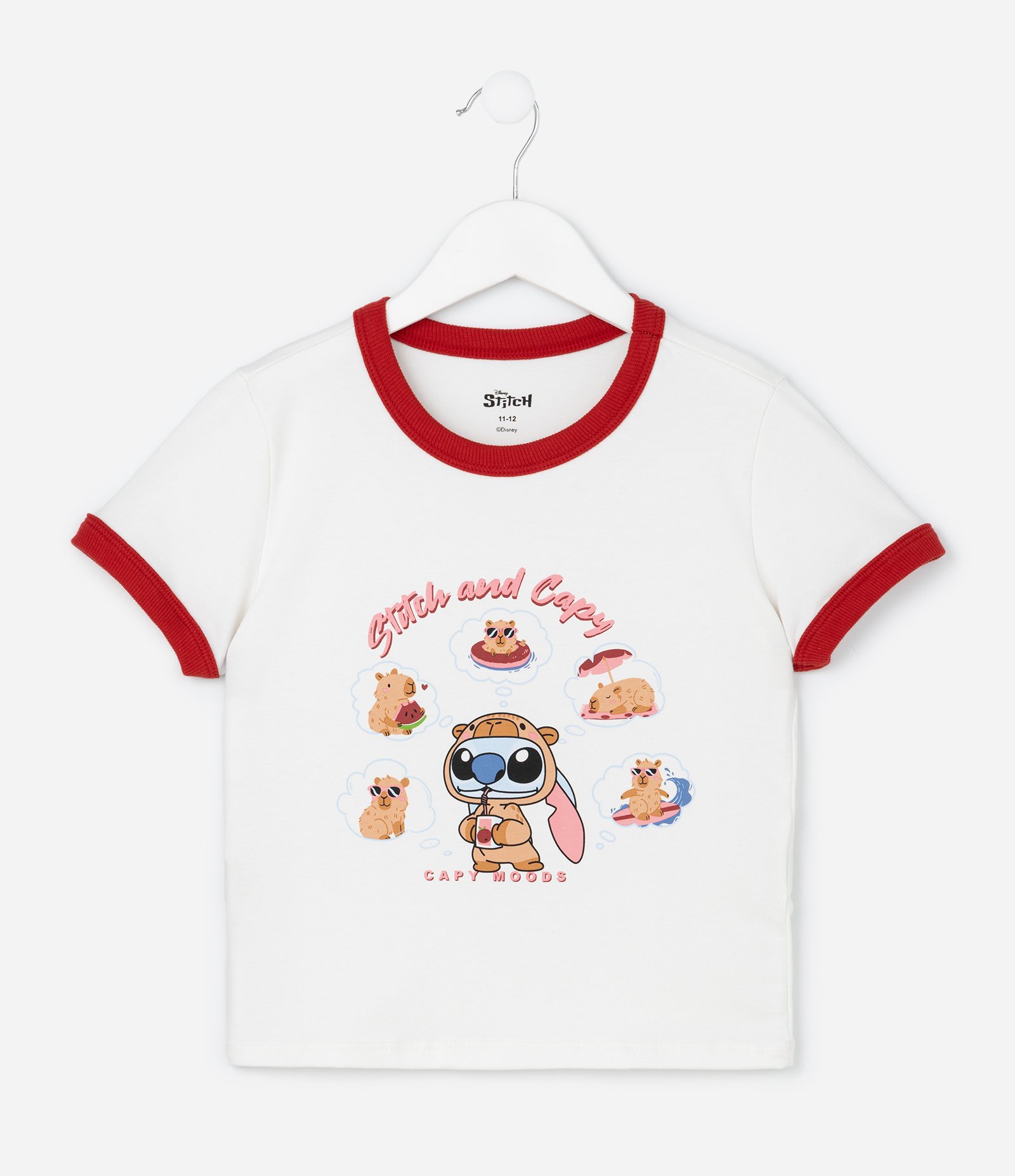 Camiseta Infantil com Estampa Stitch and Capy - Tam 5 a 14 Anos Branco 2