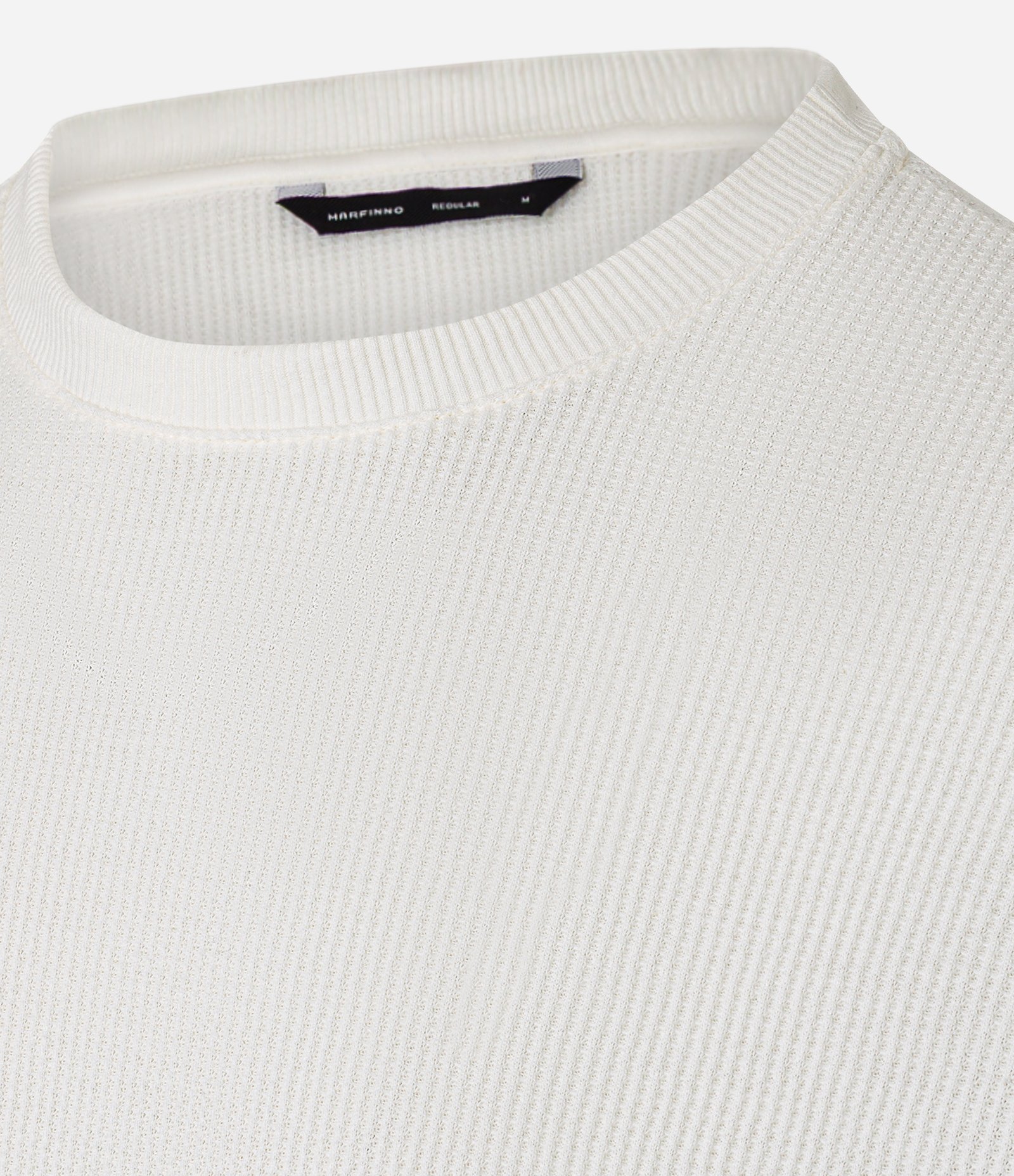 Camiseta Regular em Algodão com Textura Waffle Branco 7