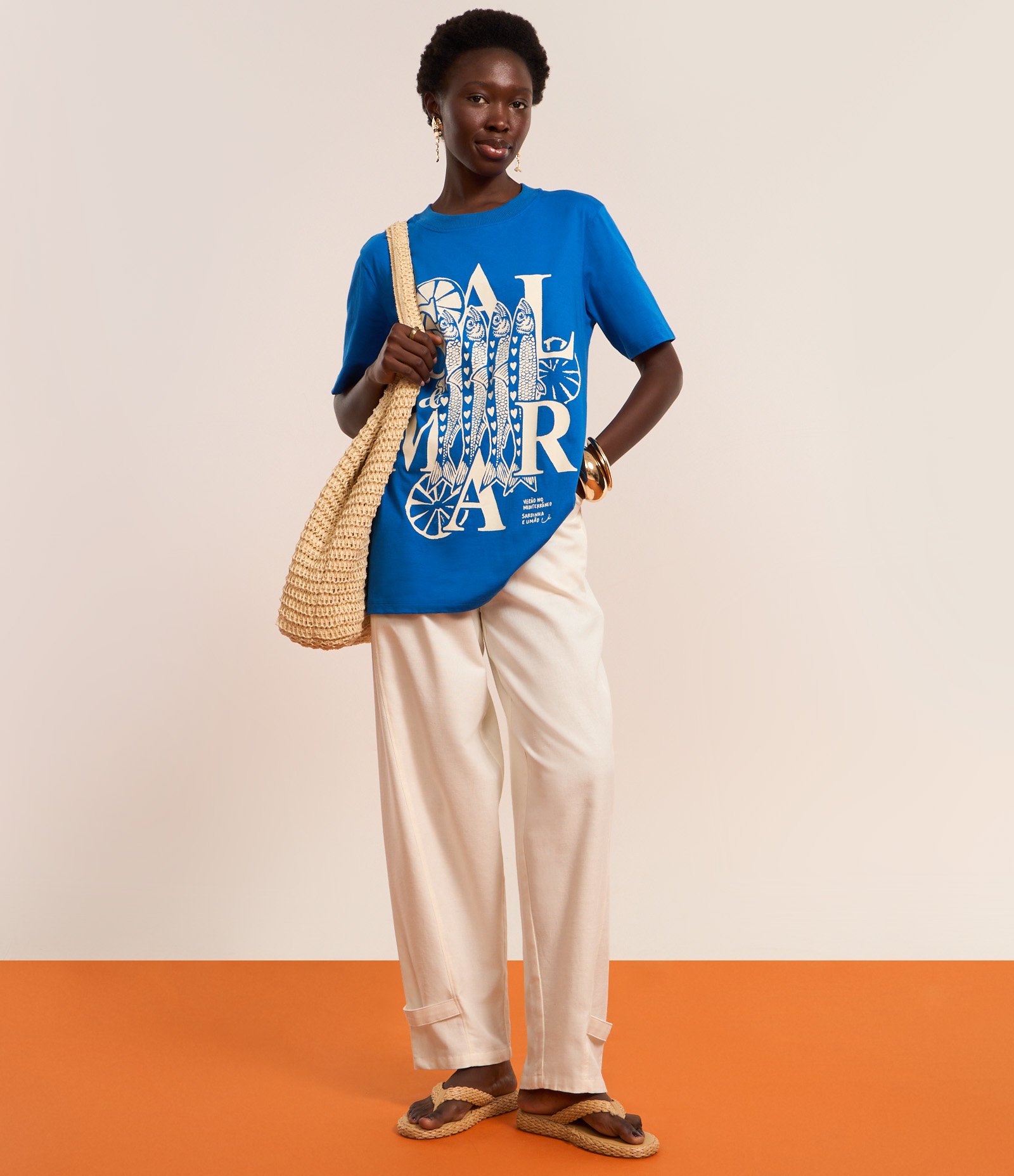 Calça Balloon em Sarja com Detalhes Branco 5