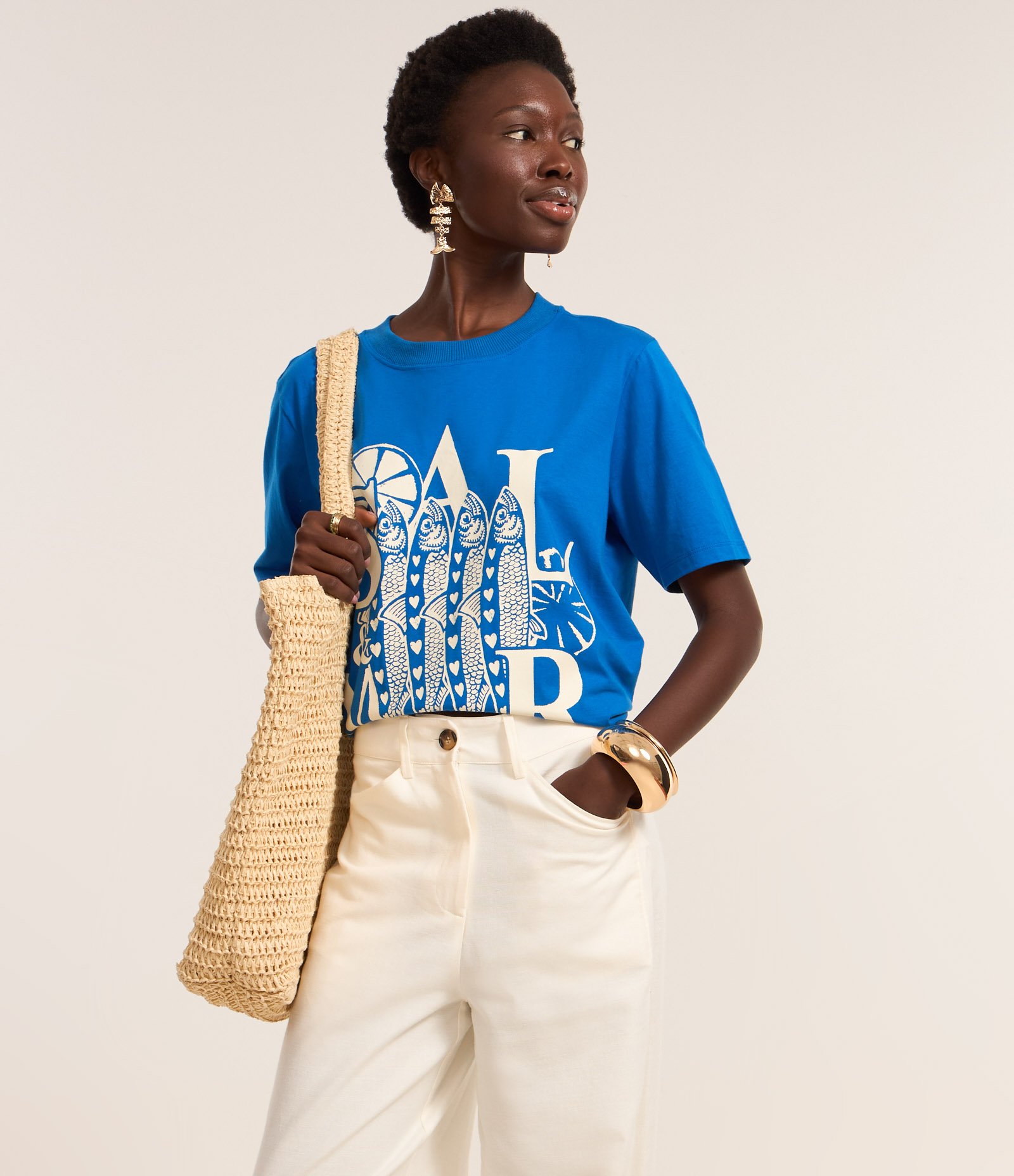 Calça Balloon em Sarja com Detalhes Branco 2