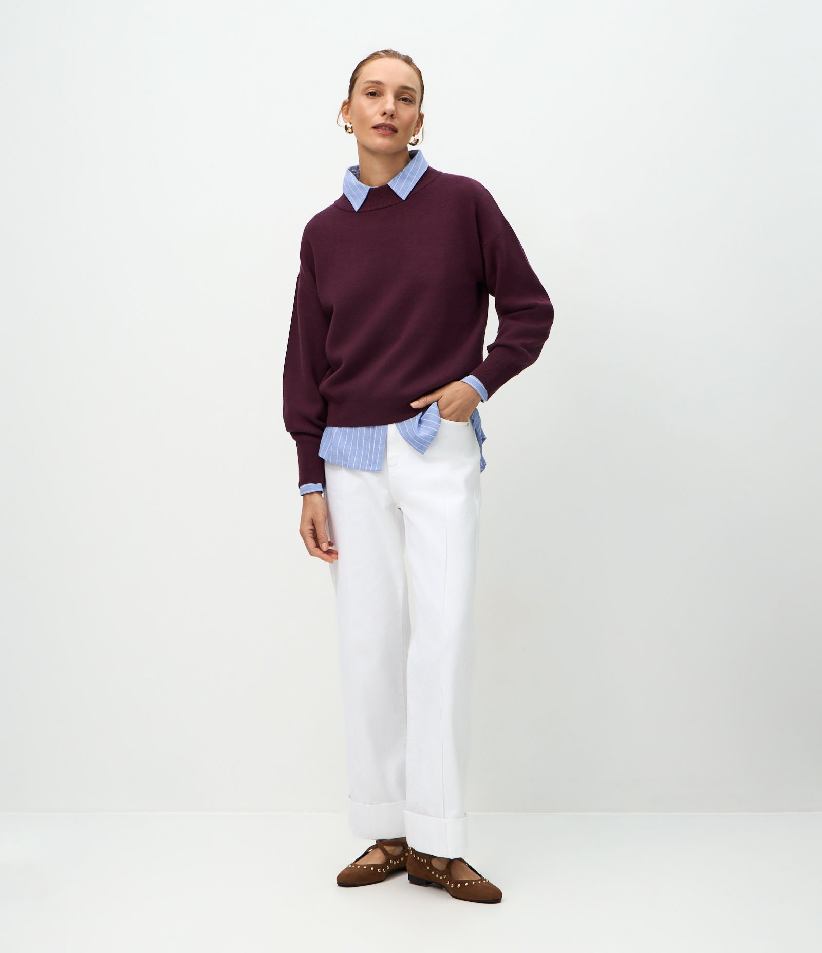 Suéter em Tricô com Punho Ajustado Vinho 2