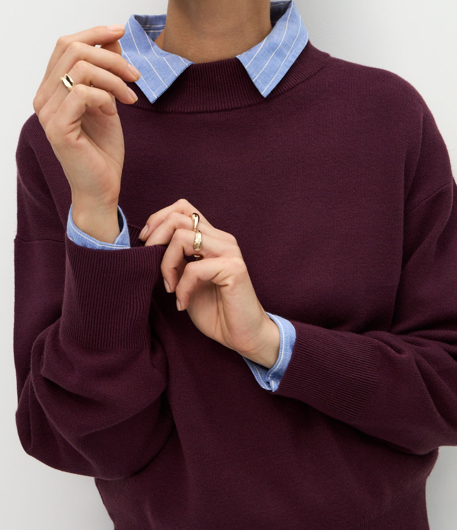 Suéter em Tricô com Punho Ajustado Vinho 3