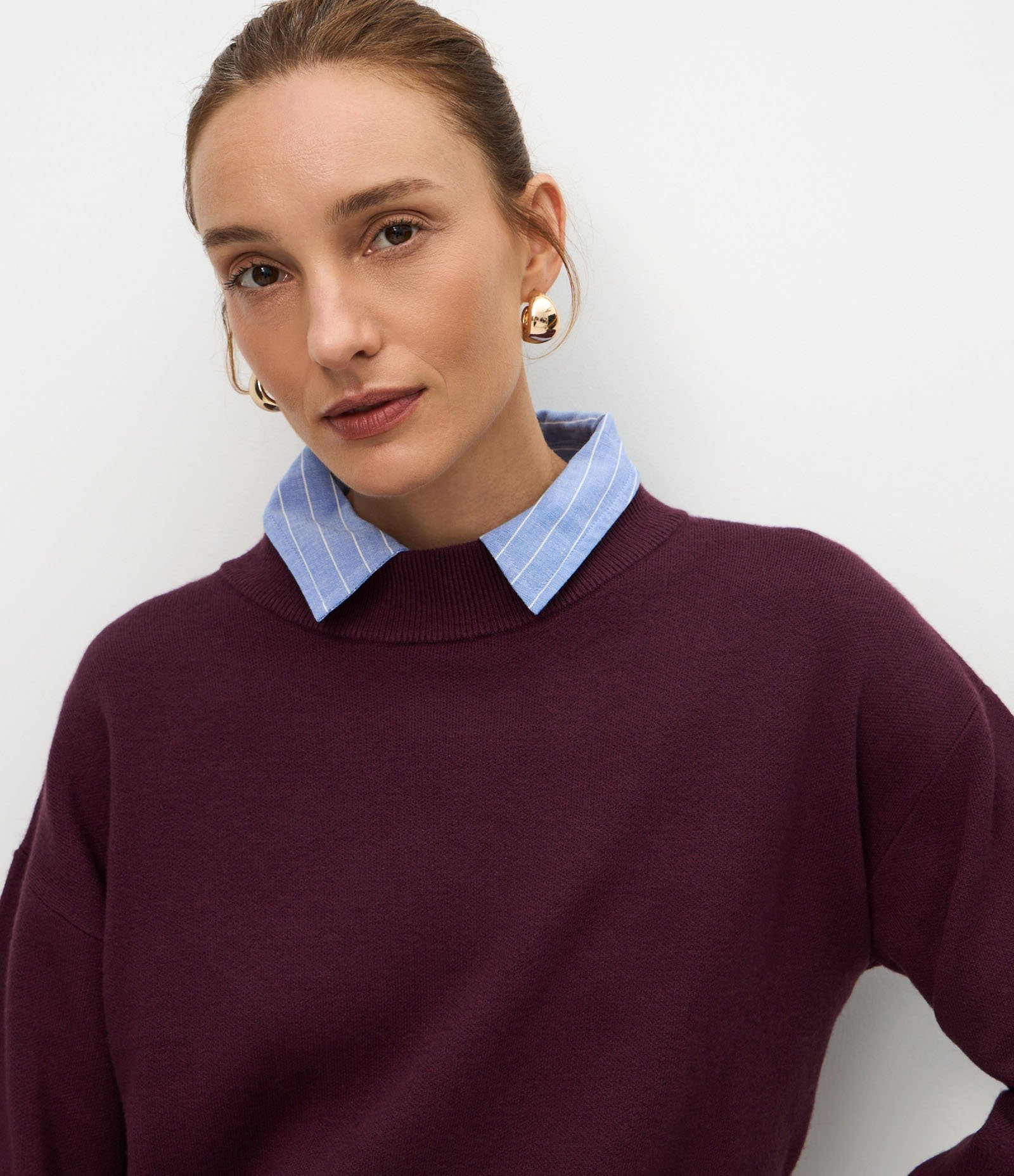 Suéter em Tricô com Punho Ajustado Vinho 4