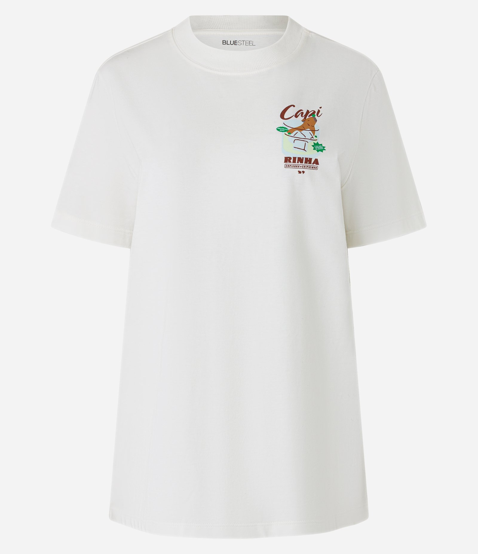 Camiseta em Algodão com Estampa Capivara Caipirinha Branco 5