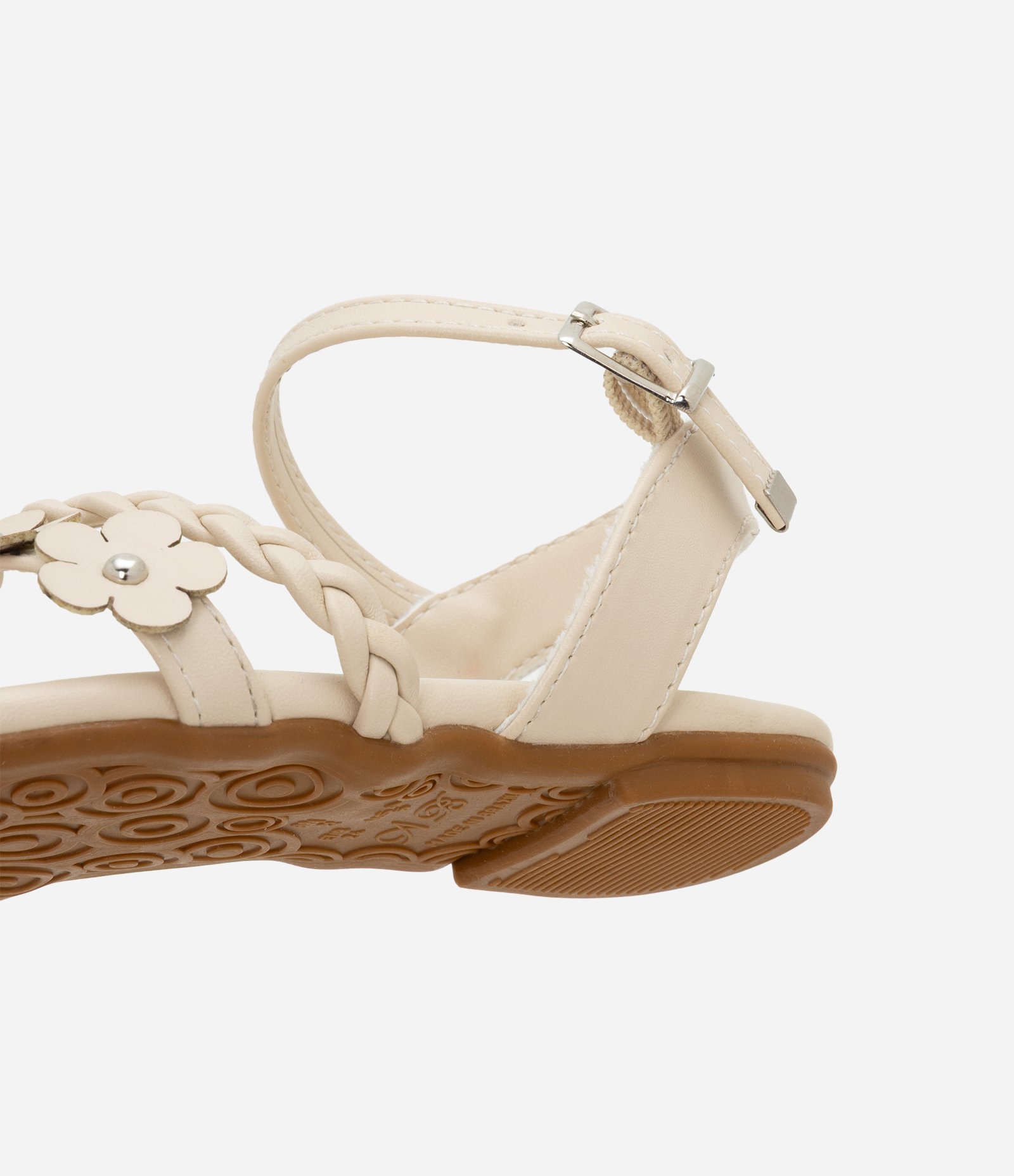 Sandália Infantil em PU com Florzinhas Aplicadas - Tam 20 ao 24 Off White 3