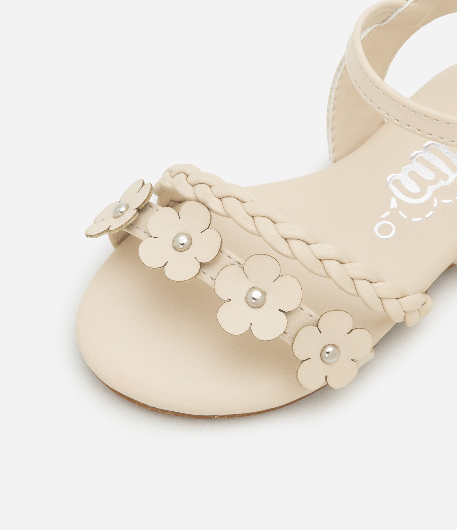 Sandália Infantil em PU com Florzinhas Aplicadas - Tam 20 ao 24 Off White 4