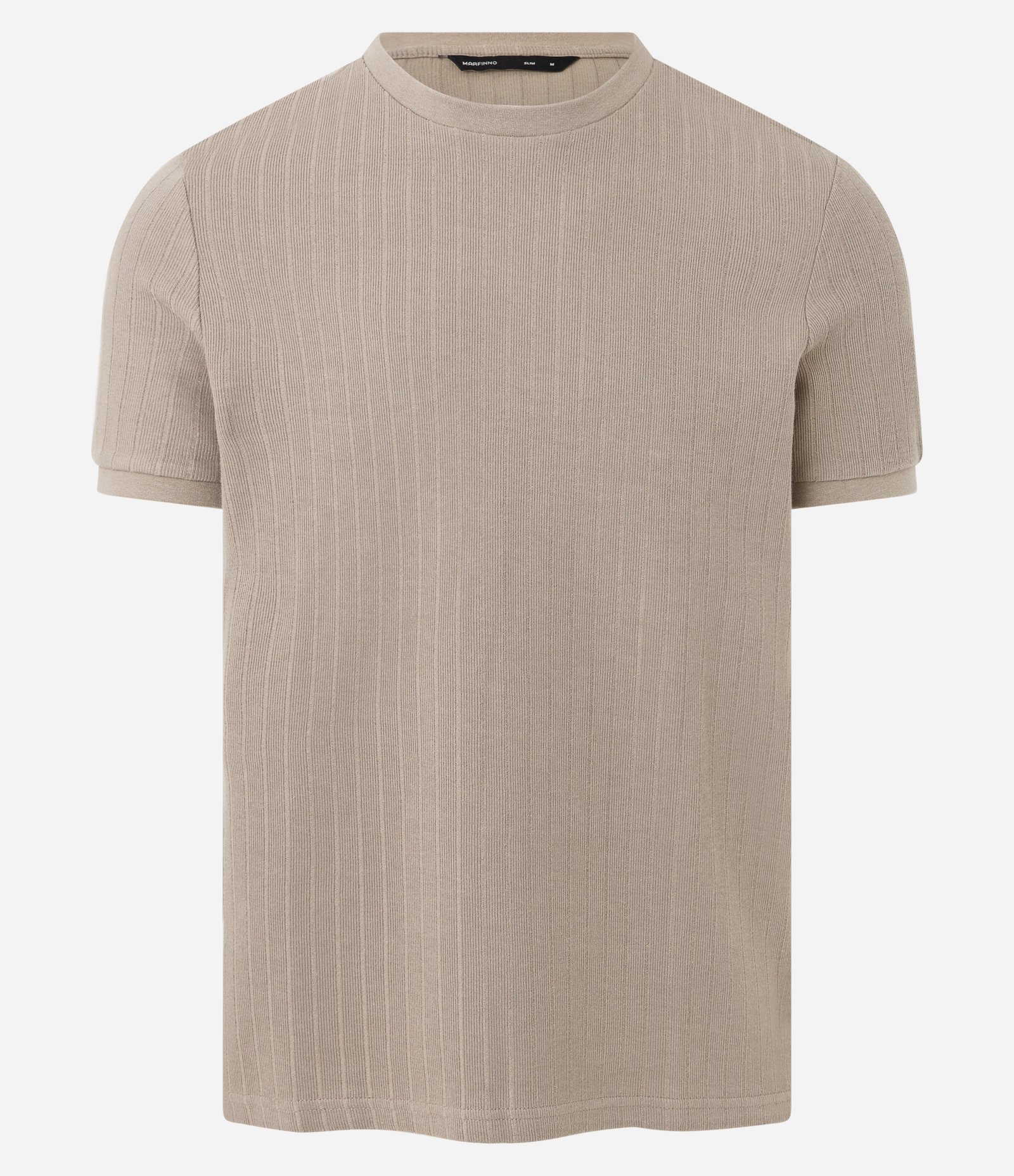Camiseta Slim em Algodão com Textura Canelada Bege 1