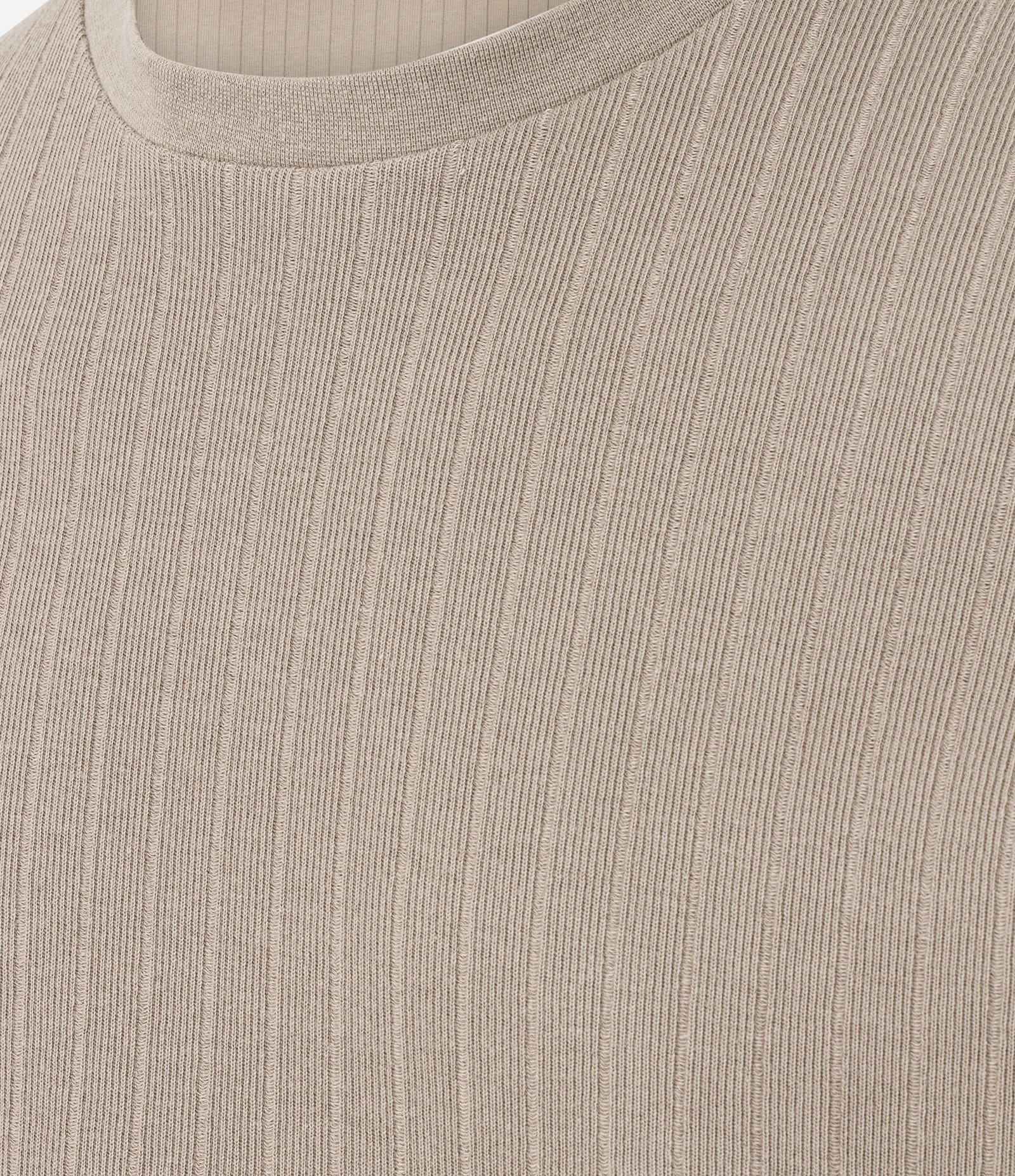 Camiseta Slim em Algodão com Textura Canelada Bege 3