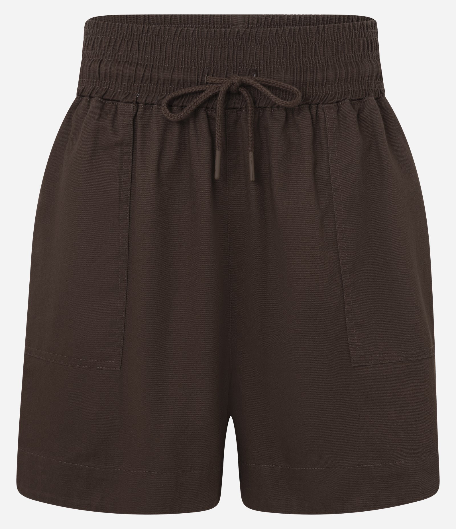 Short Runner em Sarja com Elástico e Amarração Marrom 1