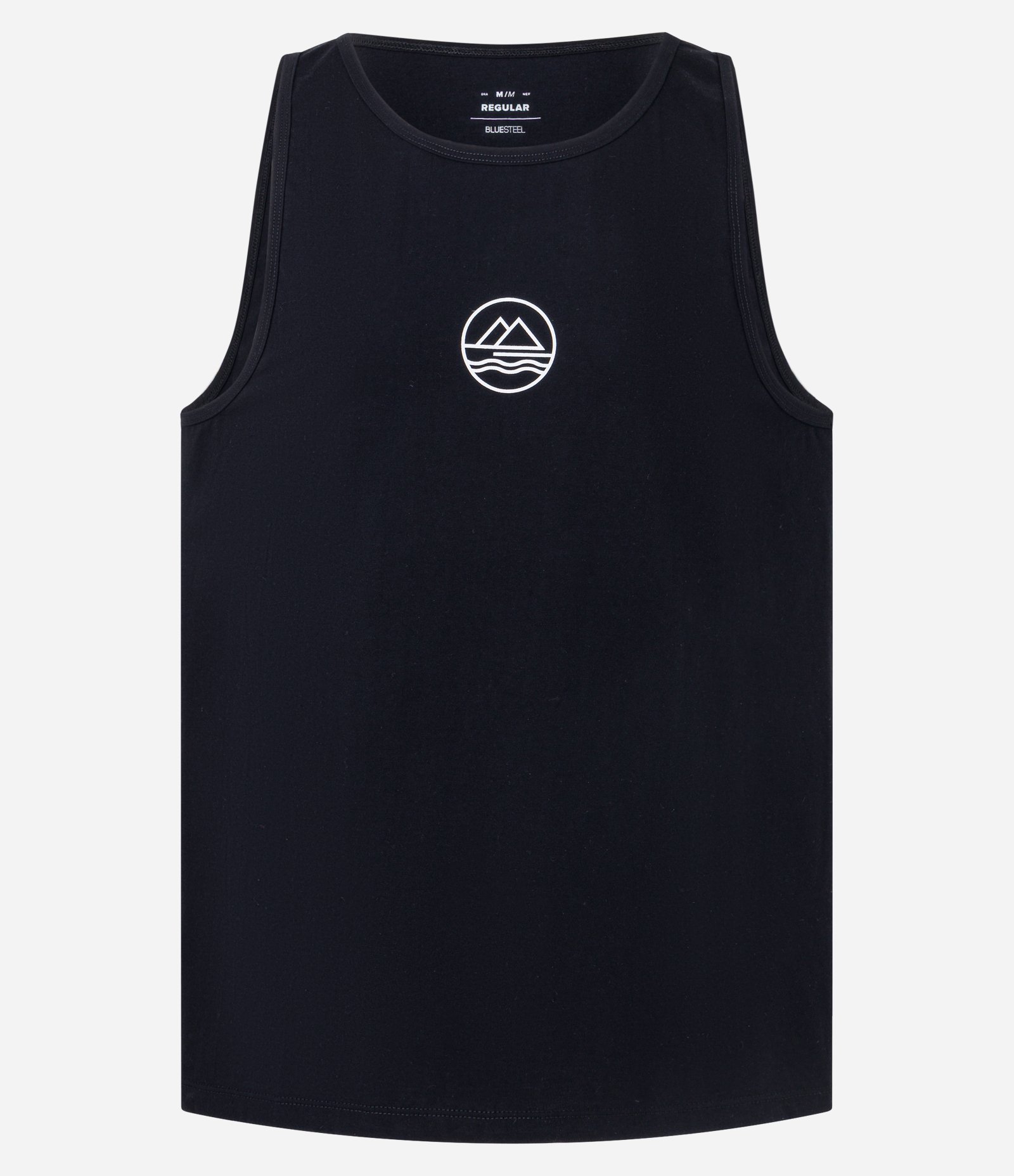 Regata em Algodão com Estampa Geométrica Mar e Montanhas Preto 4