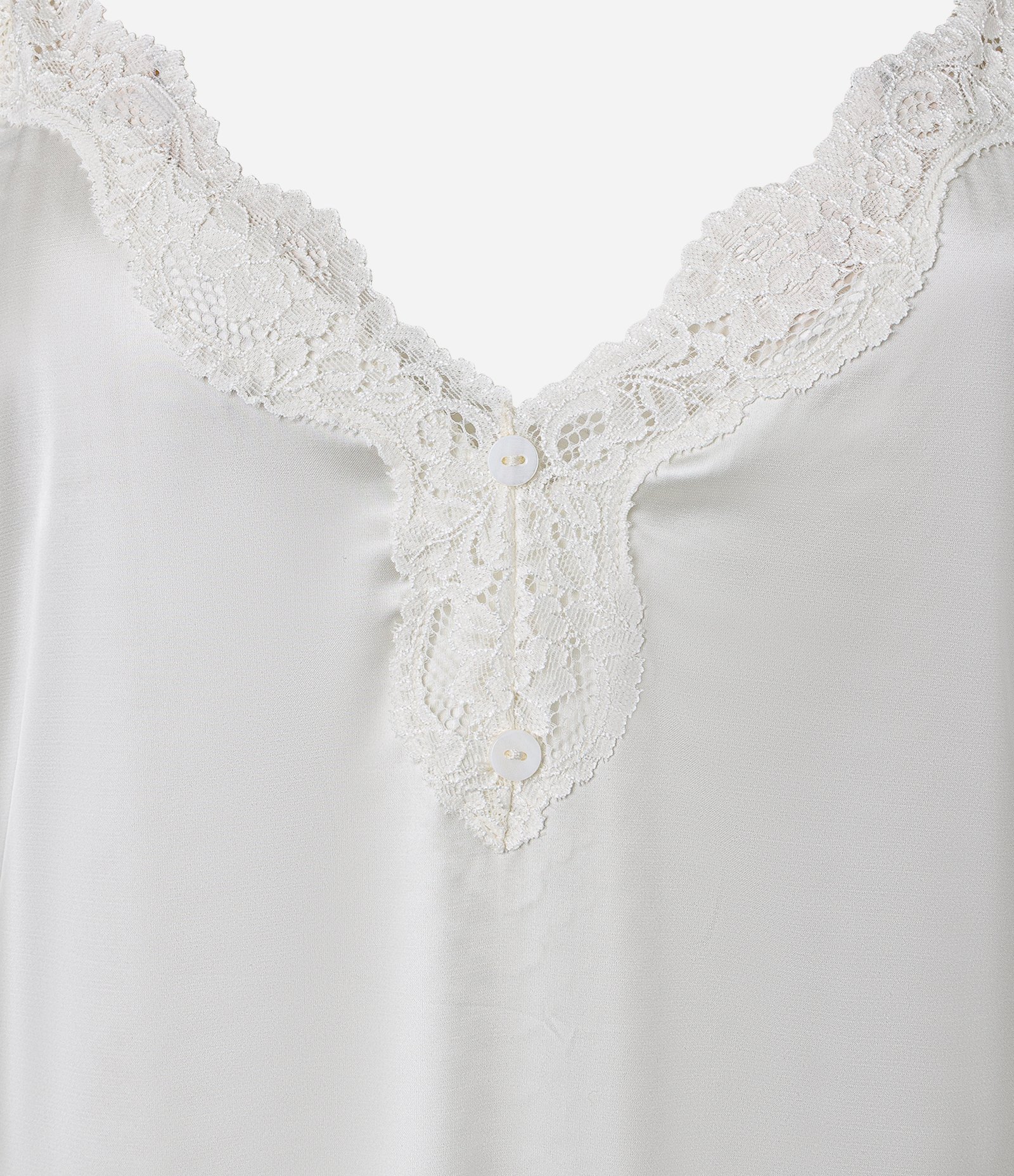 Camisola Alongada em Cetim com Alcinhas e Renda Branco 2