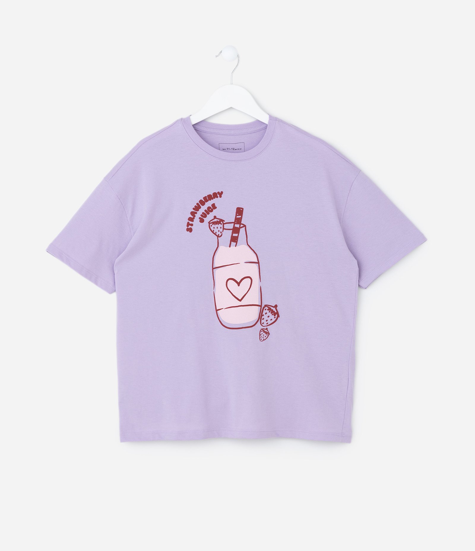 Camiseta Infantil Regular com Estampa Suco de Morango - Tam 5 A 14 Anos Roxo 2