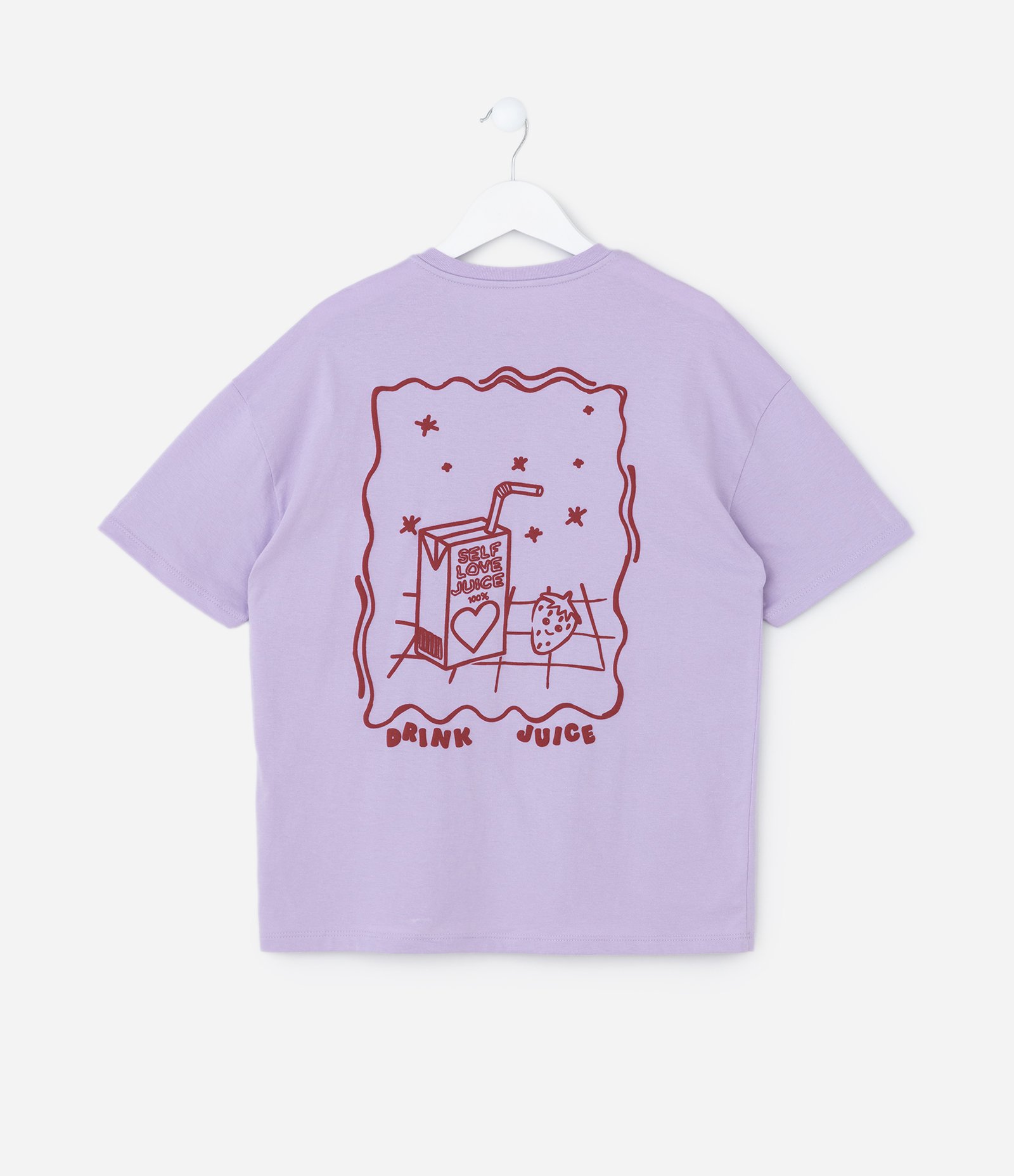 Camiseta Infantil Regular com Estampa Suco de Morango - Tam 5 A 14 Anos Roxo 3