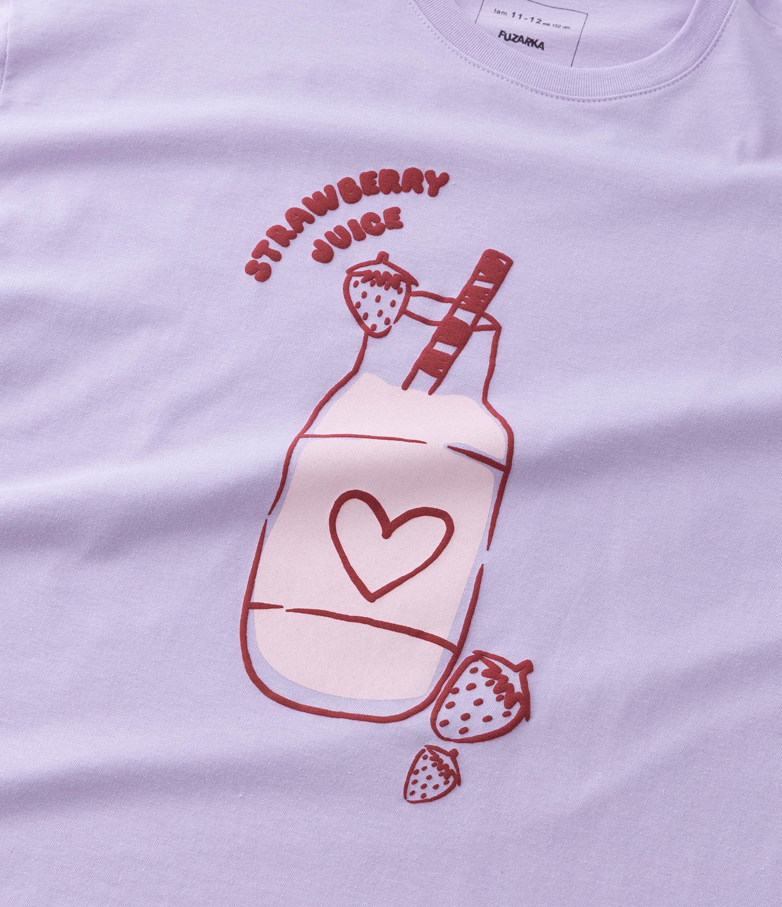 Camiseta Infantil Regular com Estampa Suco de Morango - Tam 5 A 14 Anos Roxo 5