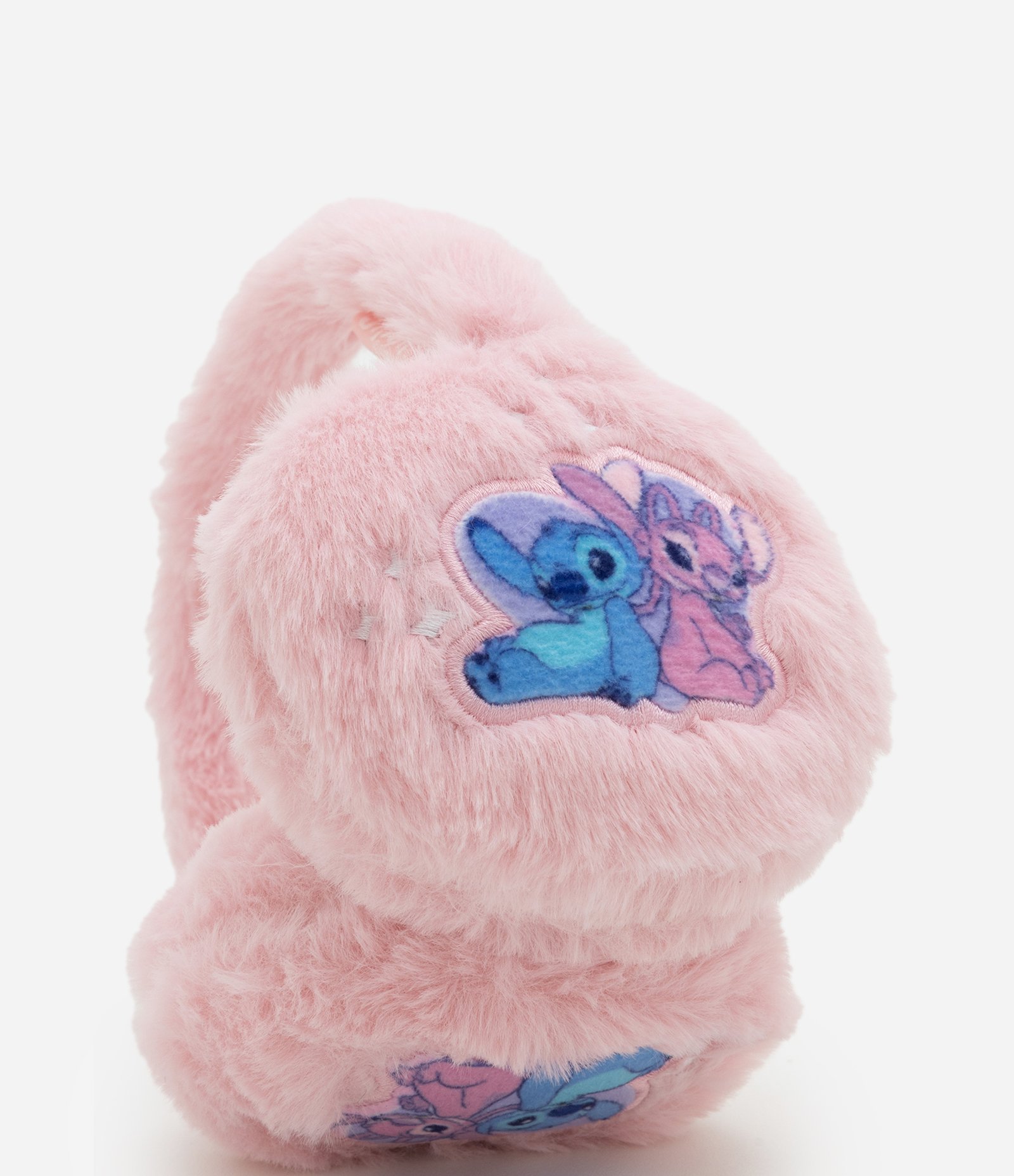 Protetor de Orelhas Infantil em Pelúcia com Stitch e Angel – Tam U Rosa Claro 2