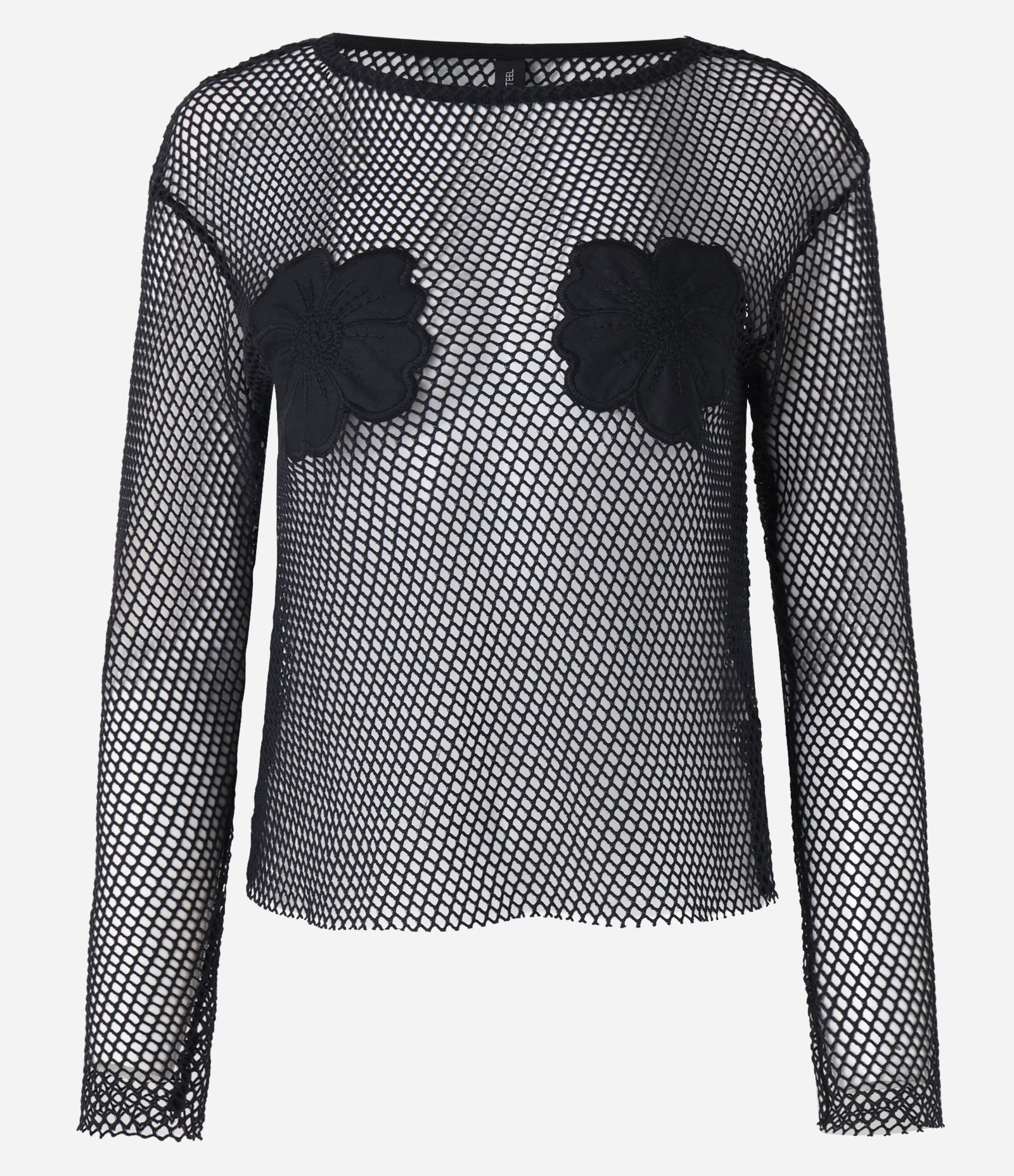 Blusa com Bordado Floral e Textura Quadriculada Preto 3