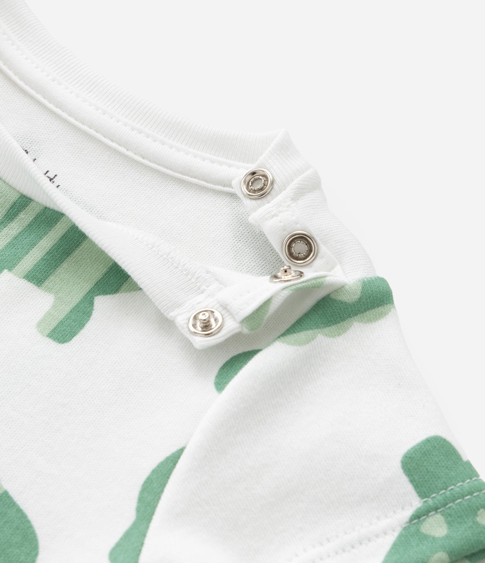 Conjunto Infantil em Suedine Com Estampa de Dinossauro - Tam RN a 18 Meses Branco/Verde 10