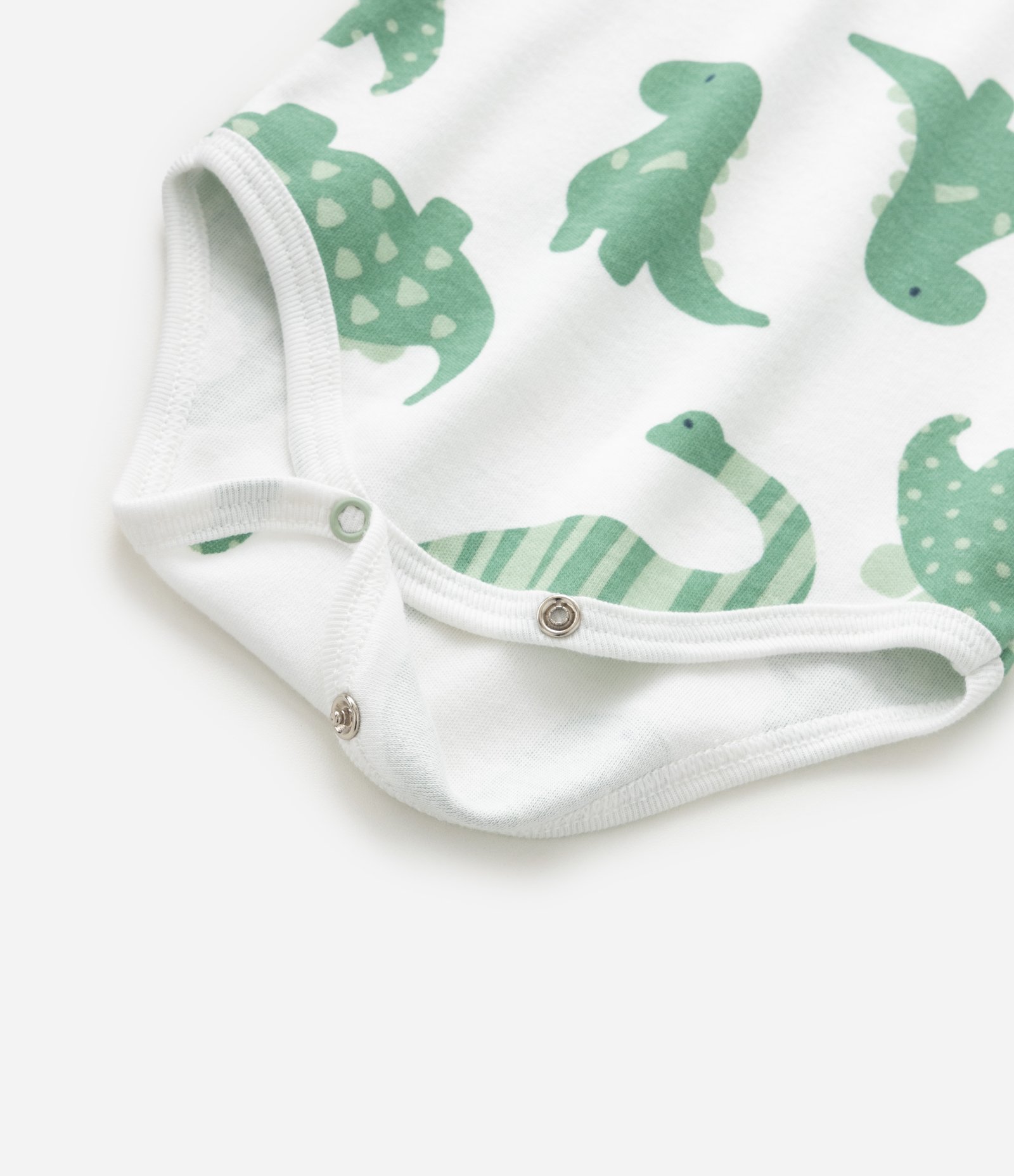 Conjunto Infantil em Suedine Com Estampa de Dinossauro - Tam RN a 18 Meses Branco/Verde 11