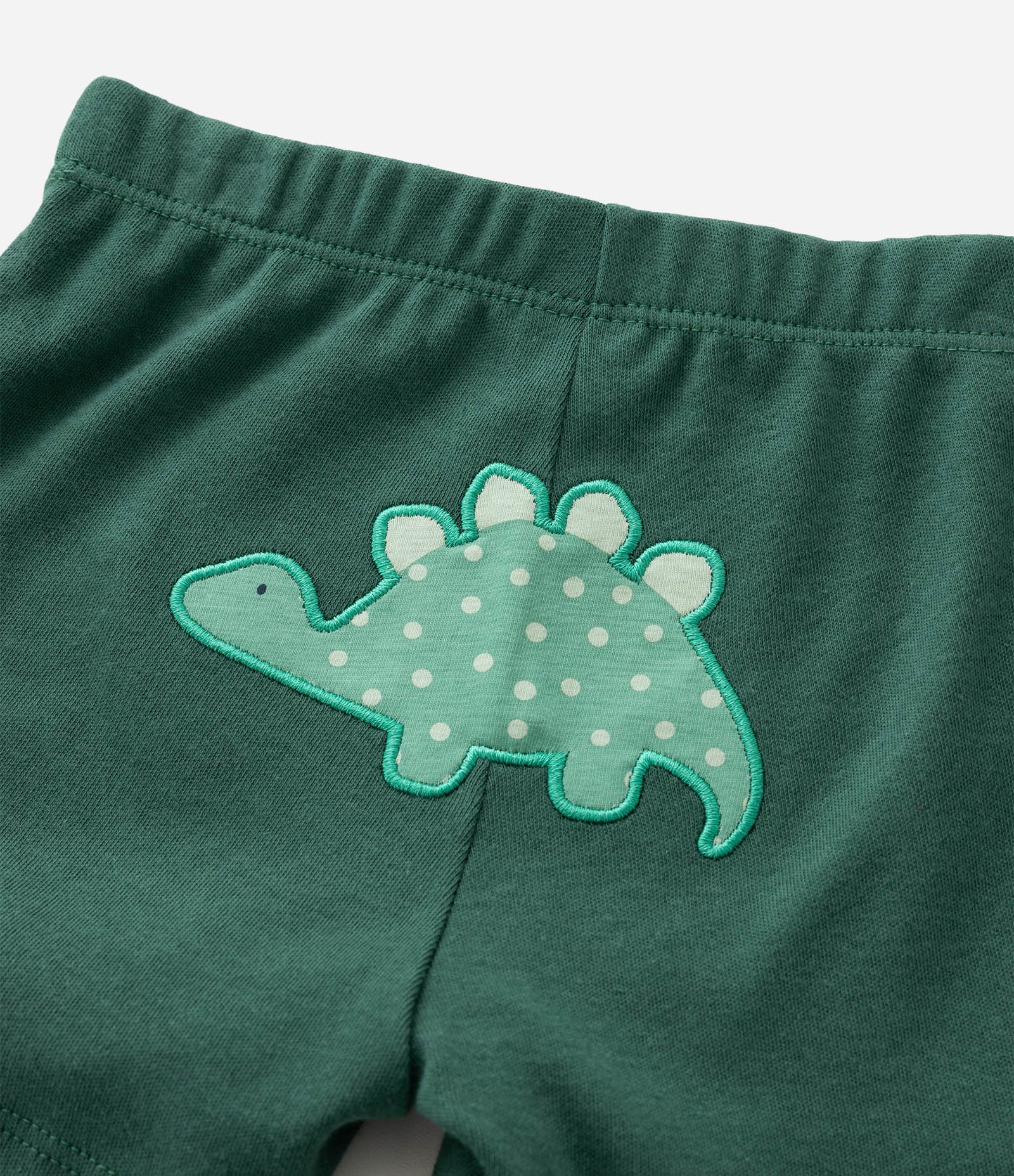 Conjunto Infantil em Suedine Com Estampa de Dinossauro - Tam RN a 18 Meses Branco/Verde 13